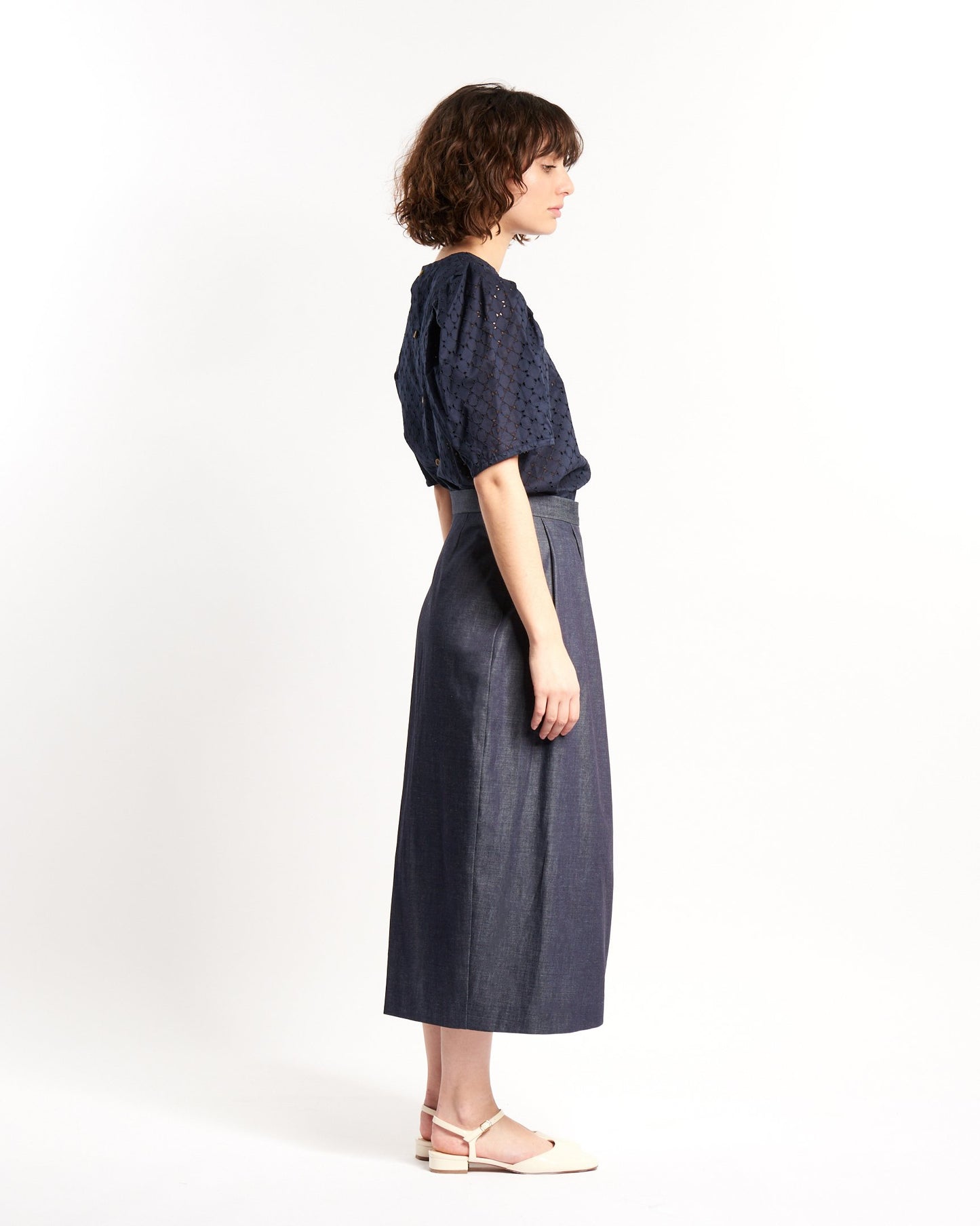 LANA NAVY EMBROIDERED TOP