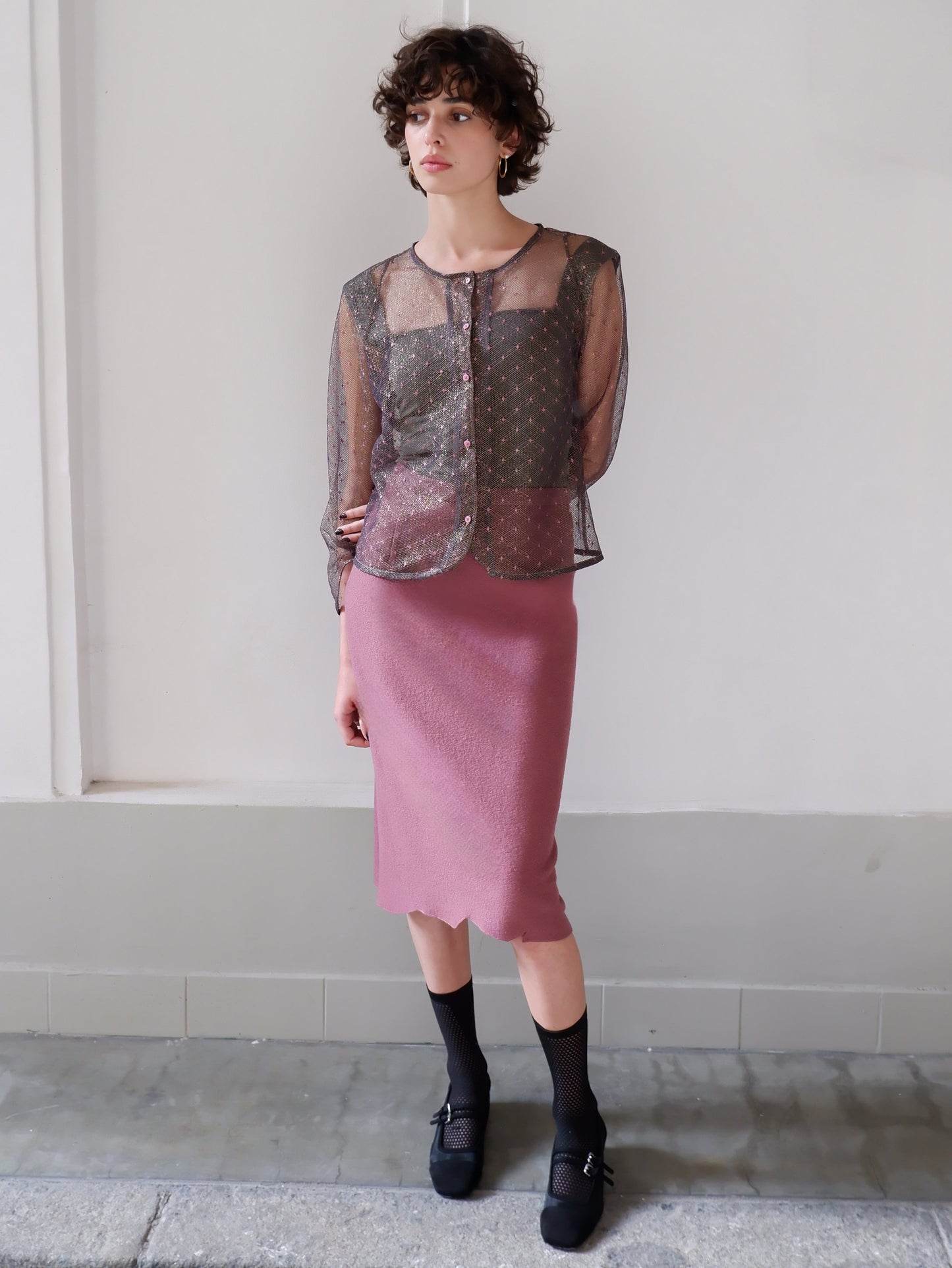 AGATHE GOLDEN PINK LACE JACKET