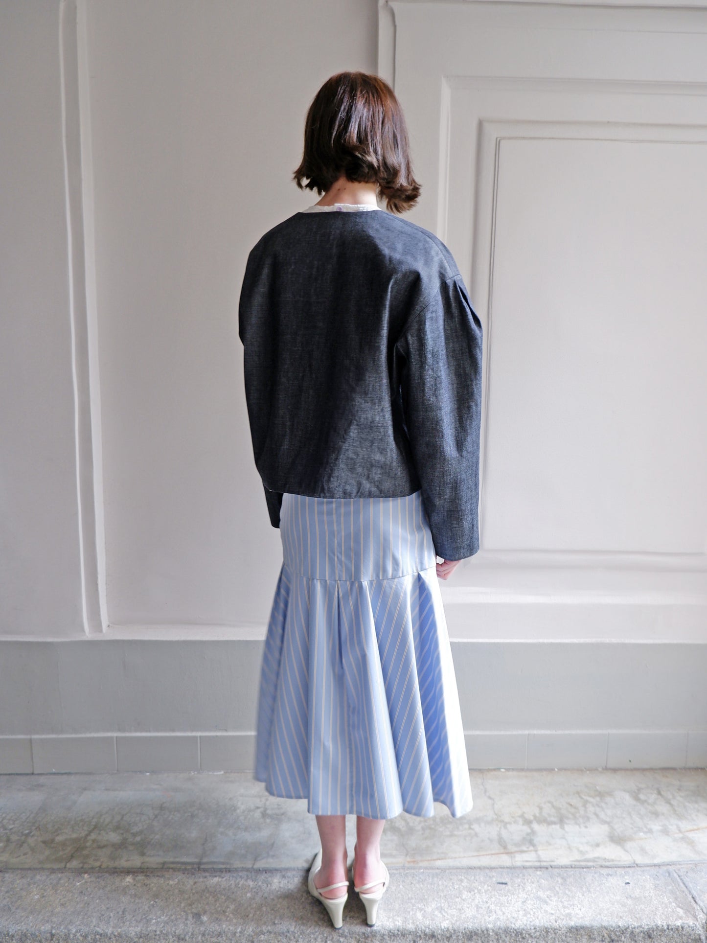 AUBE BLUE STRIPES SKIRT