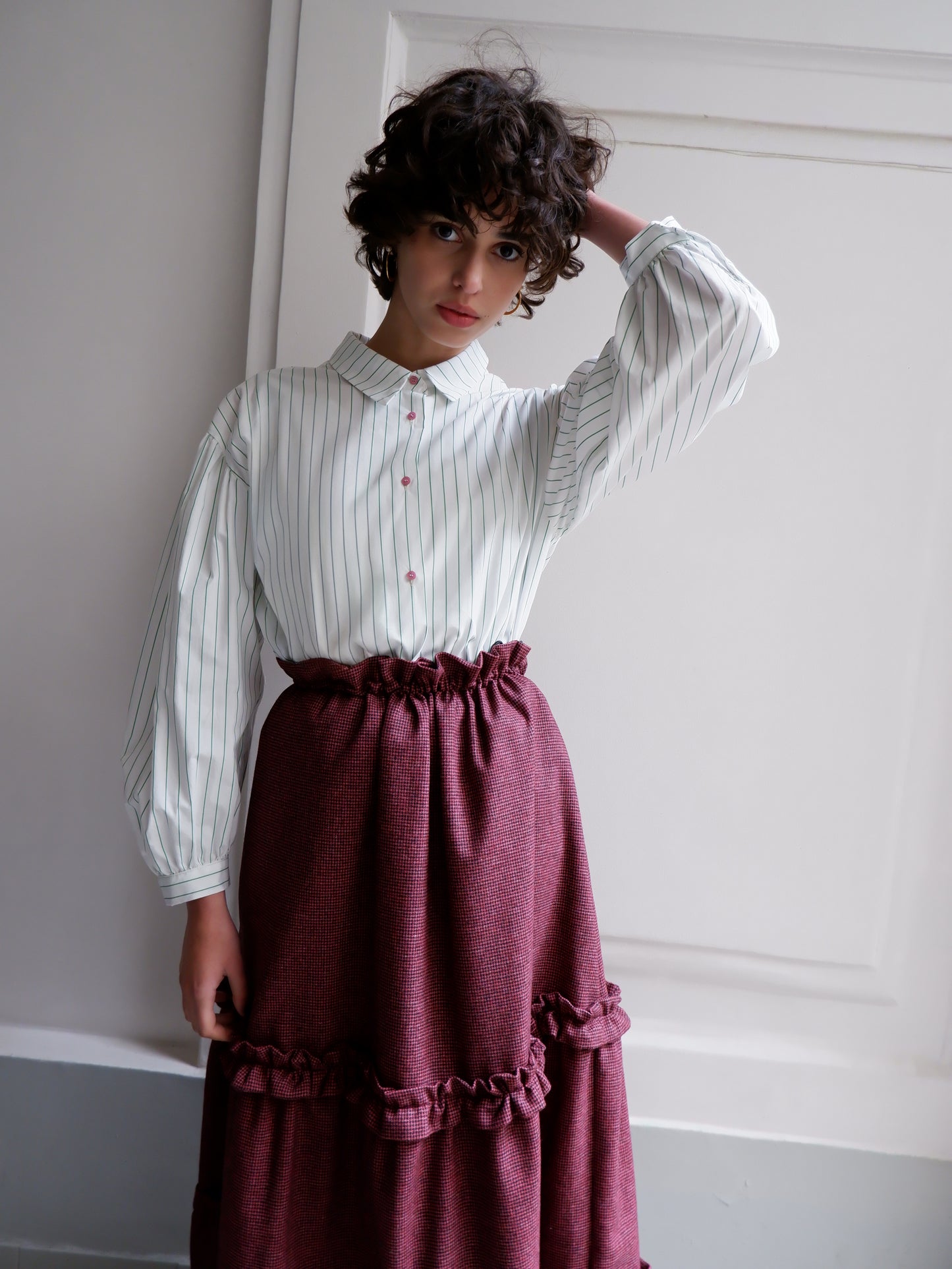 EDITH GREEN STRIPES BLOUSE