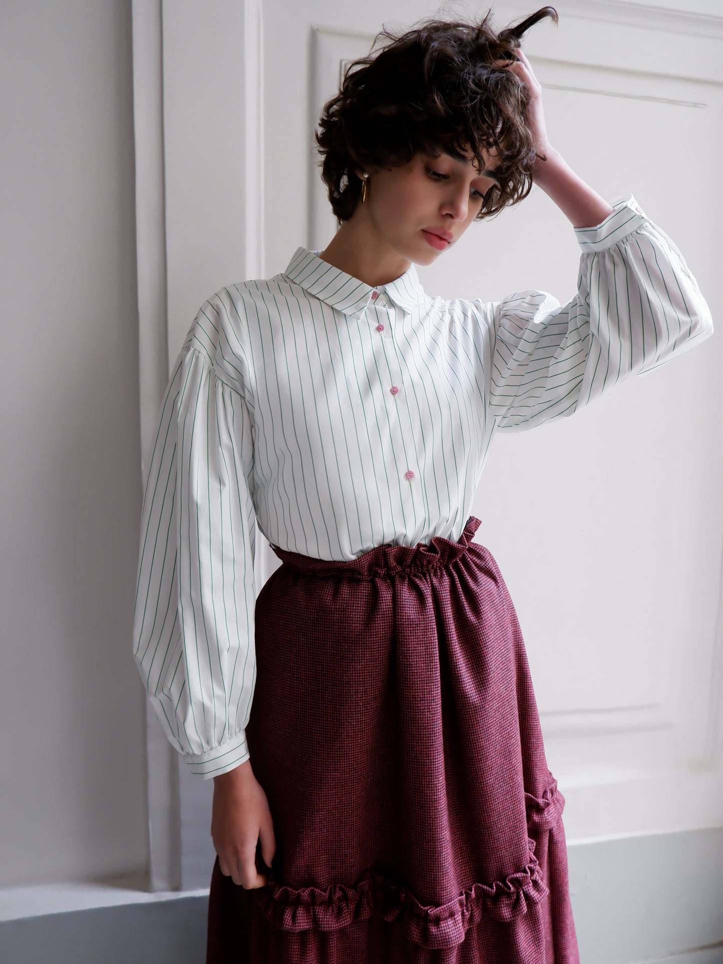 EDITH GREEN STRIPES BLOUSE