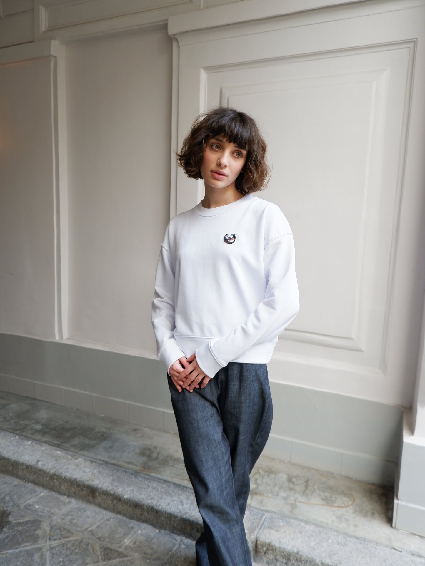 CAT WHITE SWEAT-SHIRT