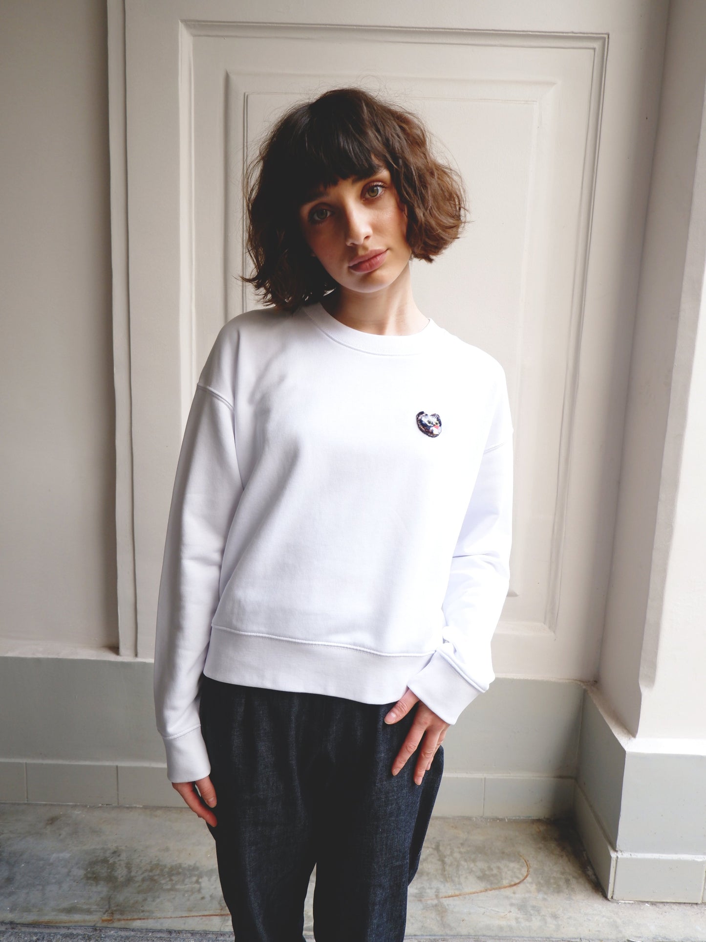 CAT WHITE SWEAT-SHIRT