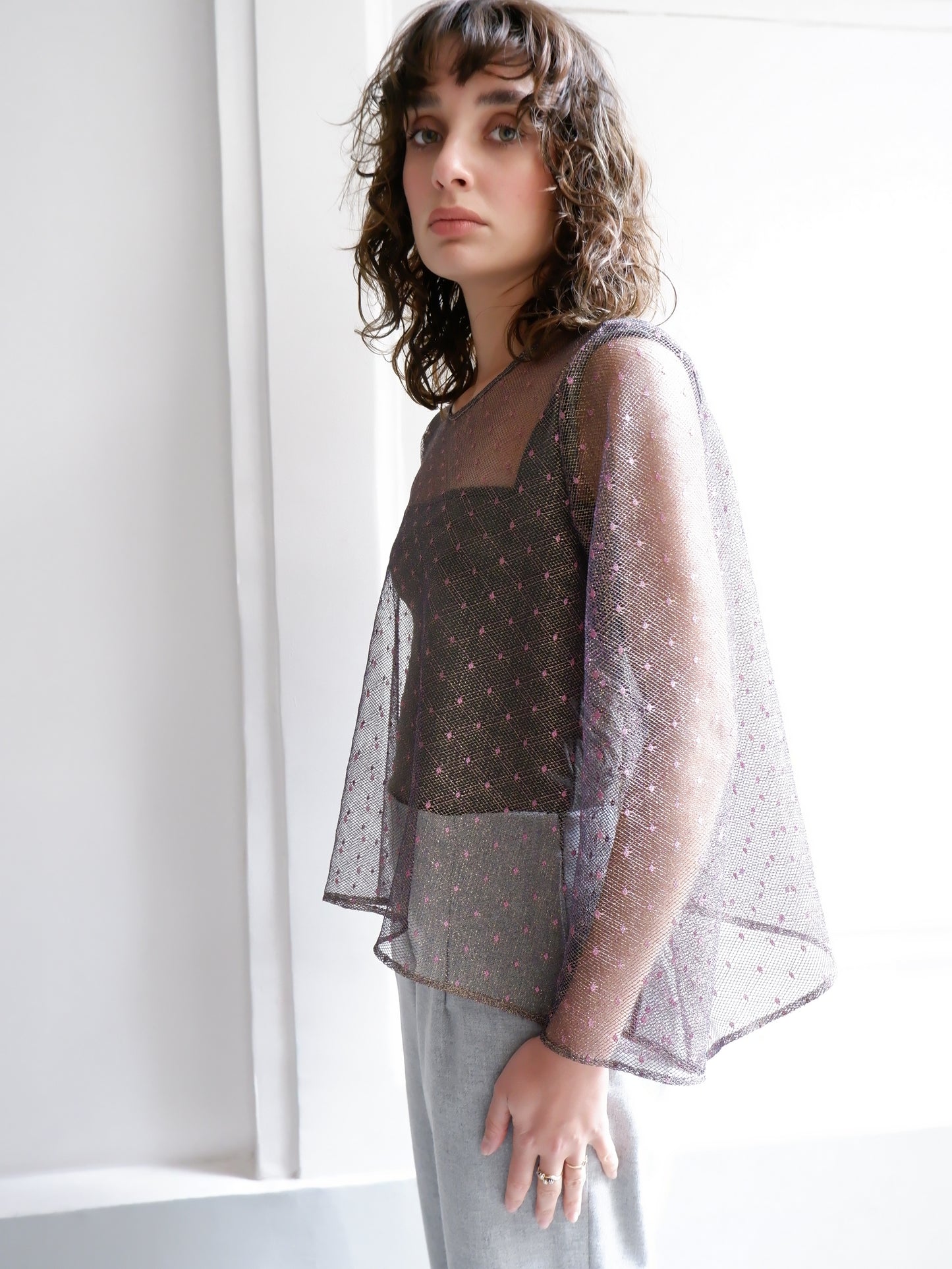 ANNE GOLDEN PINK LACE BLOUSE