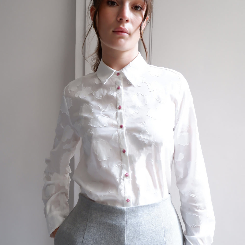 LEA WHITE PRINTED JACQUARD SHIRT