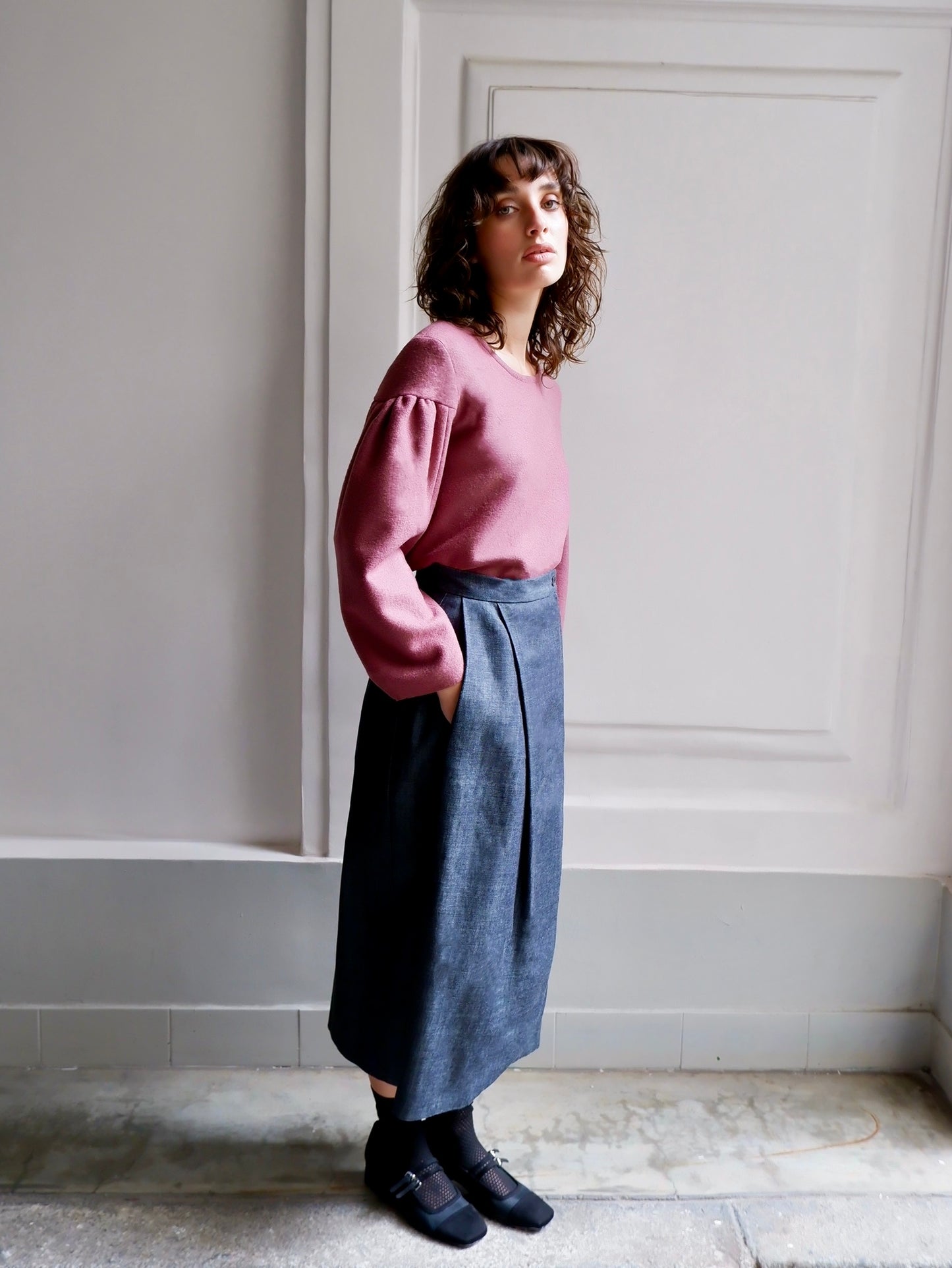 ALAIA DARK DENIM SKIRT