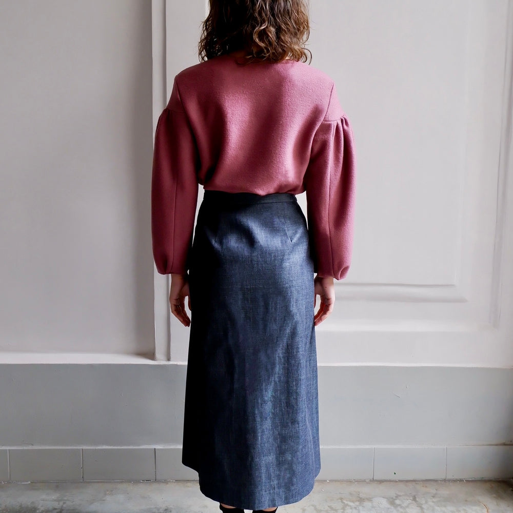 
                      
                        ALAIA DARK DENIM SKIRT
                      
                    