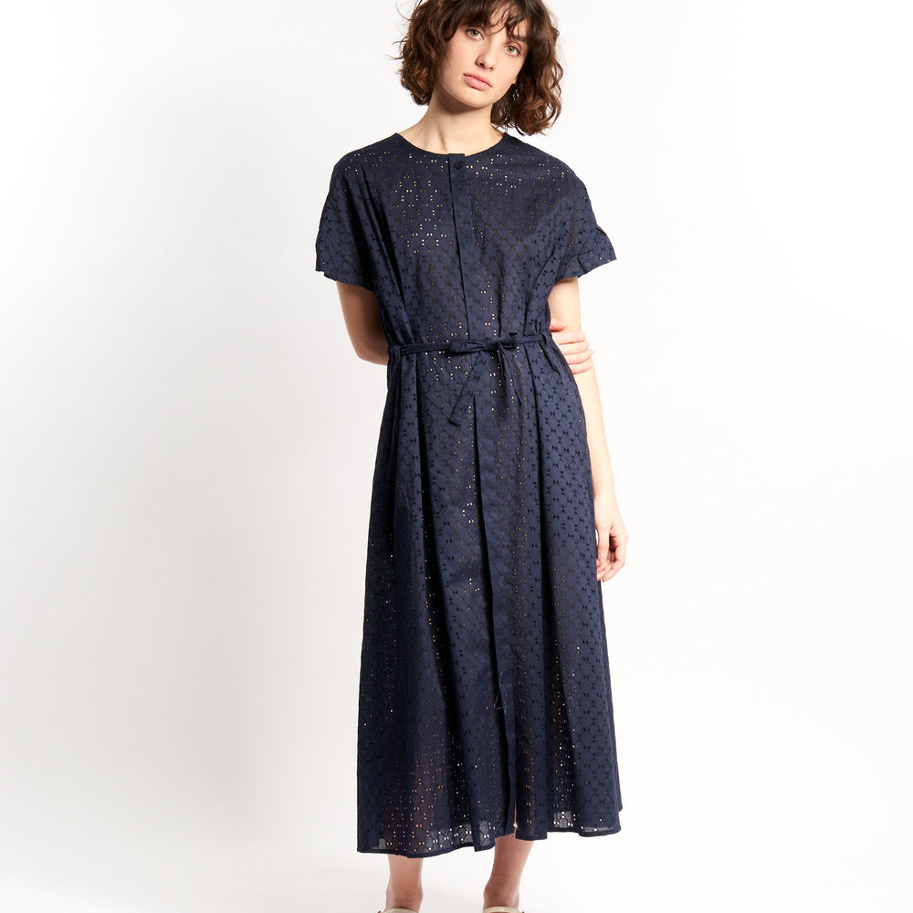 ROBE JOY BRODÉE BLEU MARINE