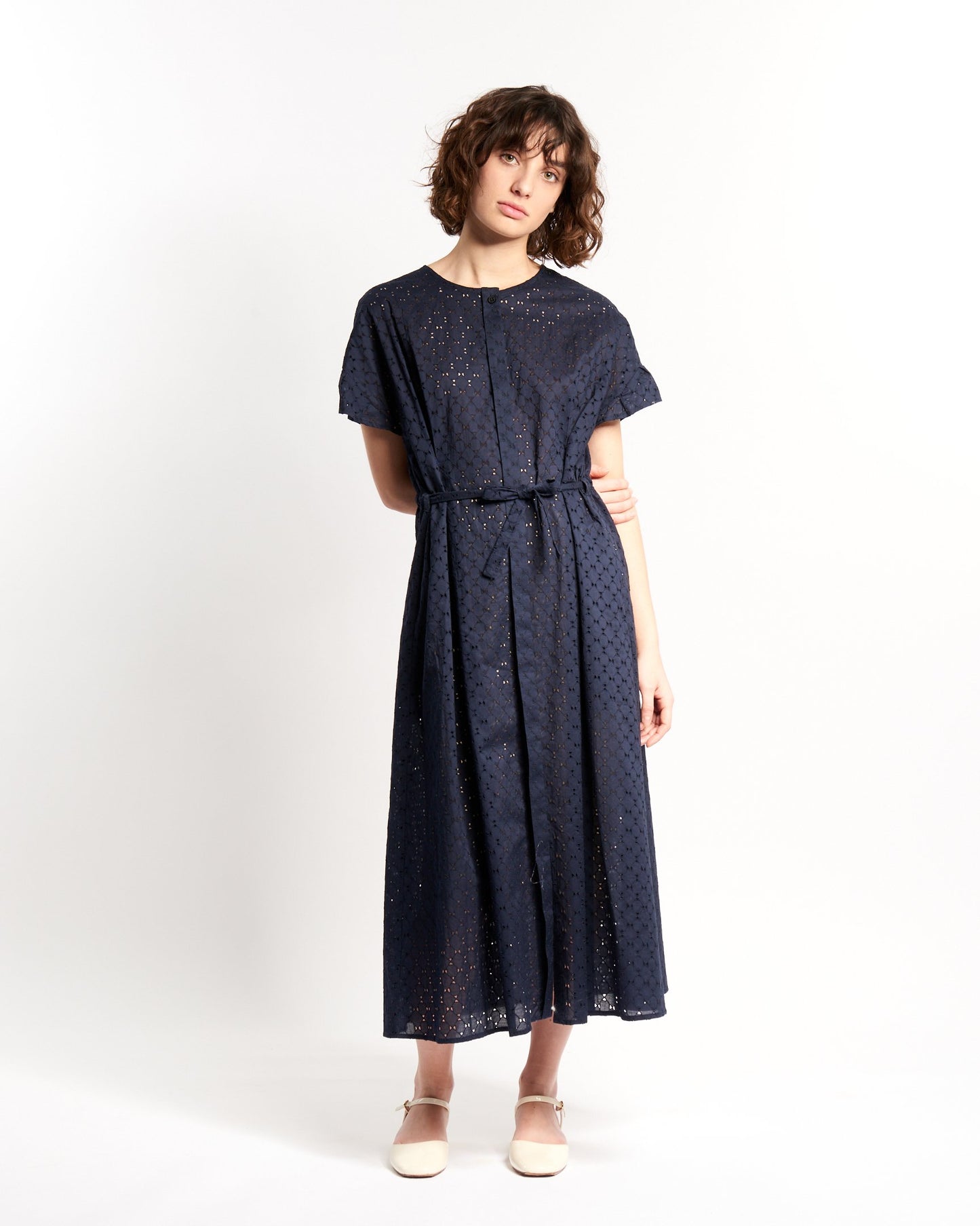 ROBE JOY BRODÉE BLEU MARINE