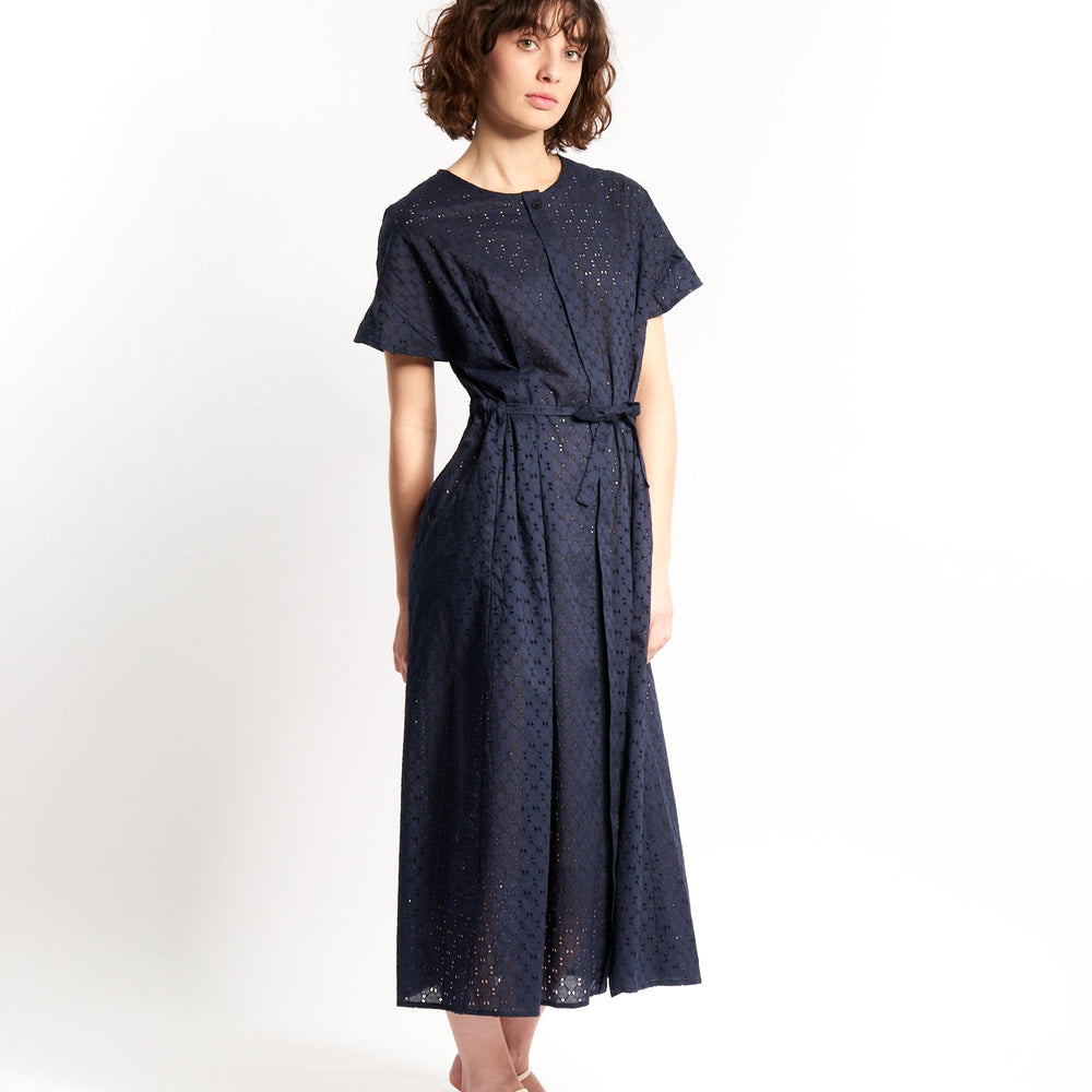 ROBE JOY BRODÉE BLEU MARINE