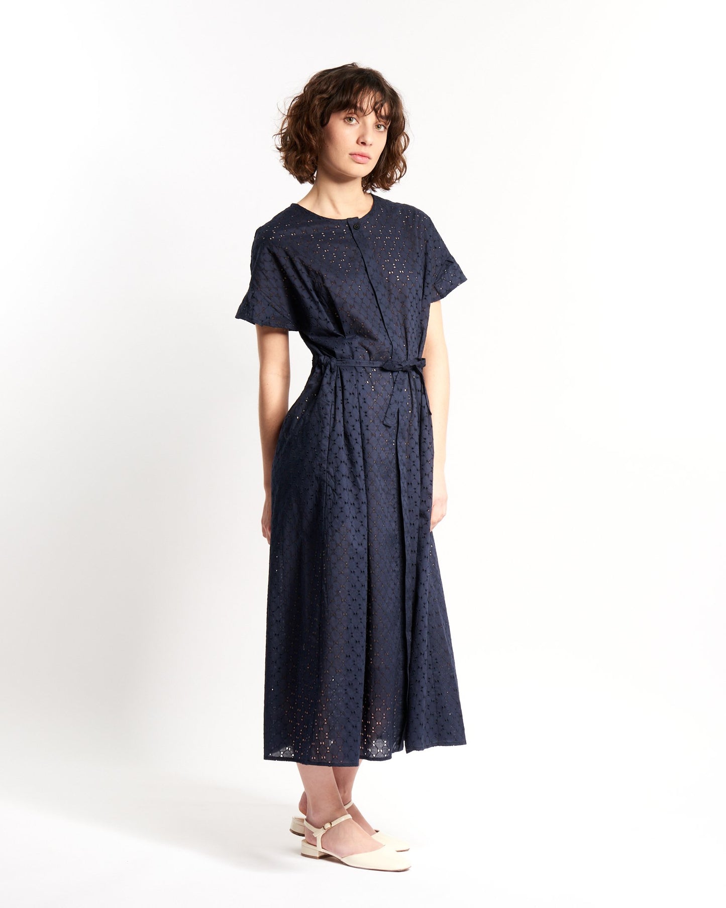 ROBE JOY BRODÉE BLEU MARINE