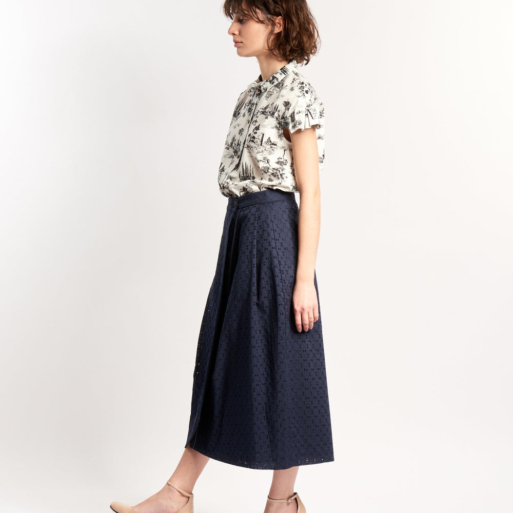 
                      
                        ALAIA SKIRT DARK NAVY EMBROIDERED
                      
                    