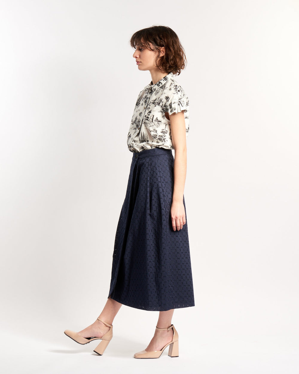 ALAIA SKIRT DARK NAVY EMBROIDERED