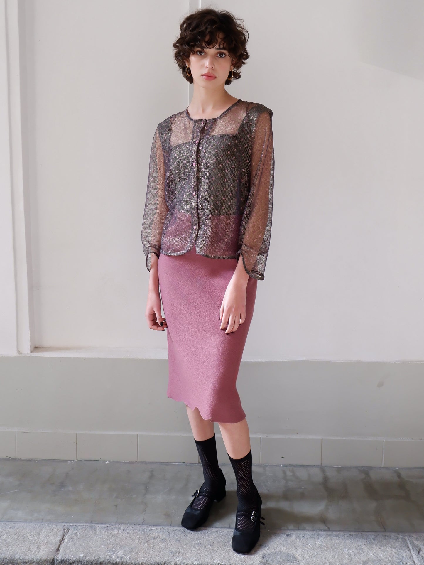 AGATHE GOLDEN PINK LACE JACKET