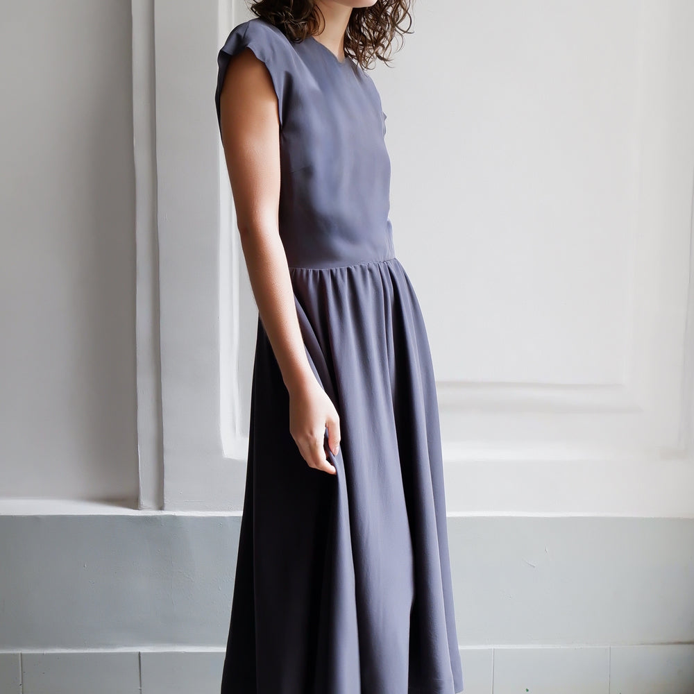 LUNA GREY SILK DRESS