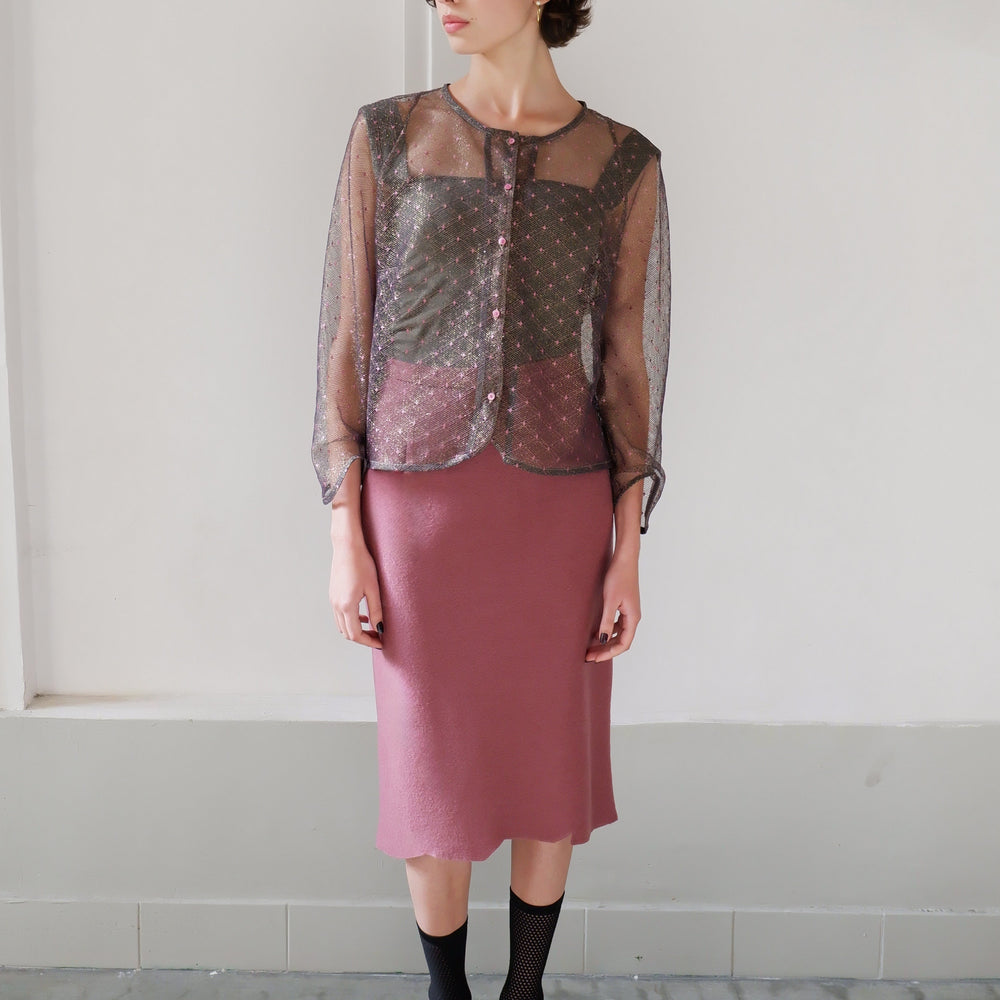 
                      
                        AGATHE GOLDEN PINK LACE JACKET
                      
                    
