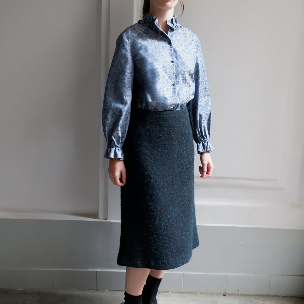 ISABELLA BLUE JACQUARD BLOUSE