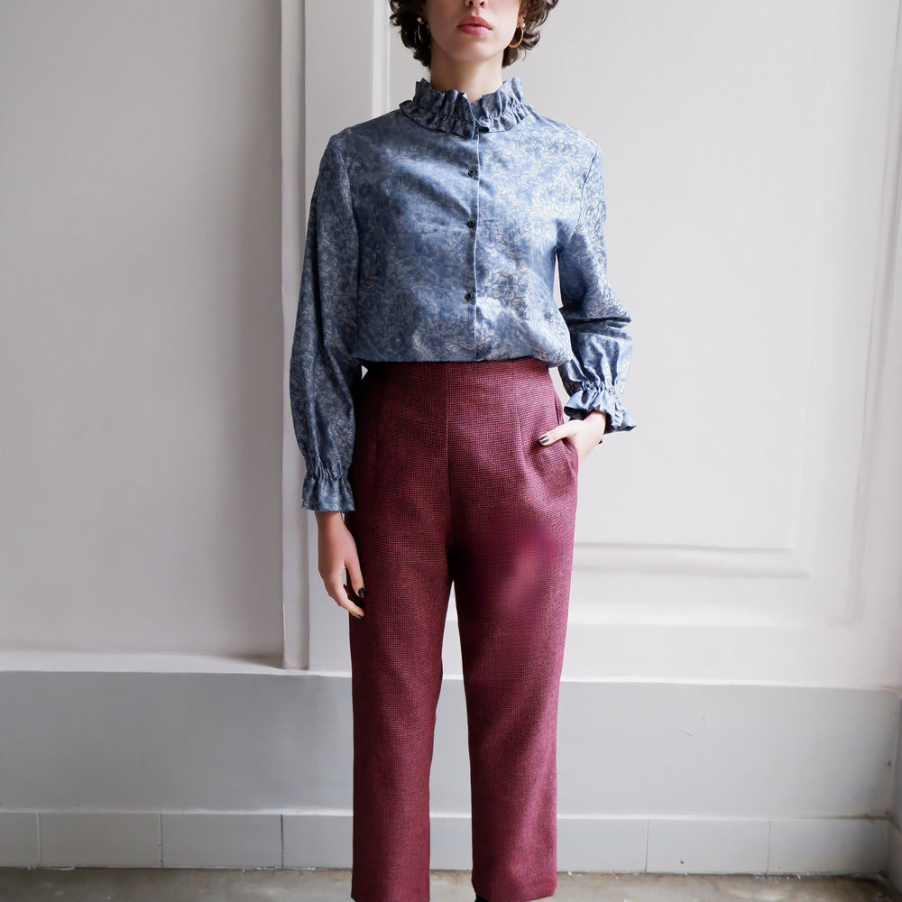 ISABELLA BLUE JACQUARD BLOUSE