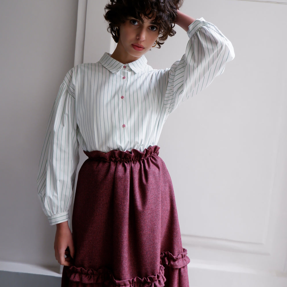 EDITH GREEN STRIPES BLOUSE