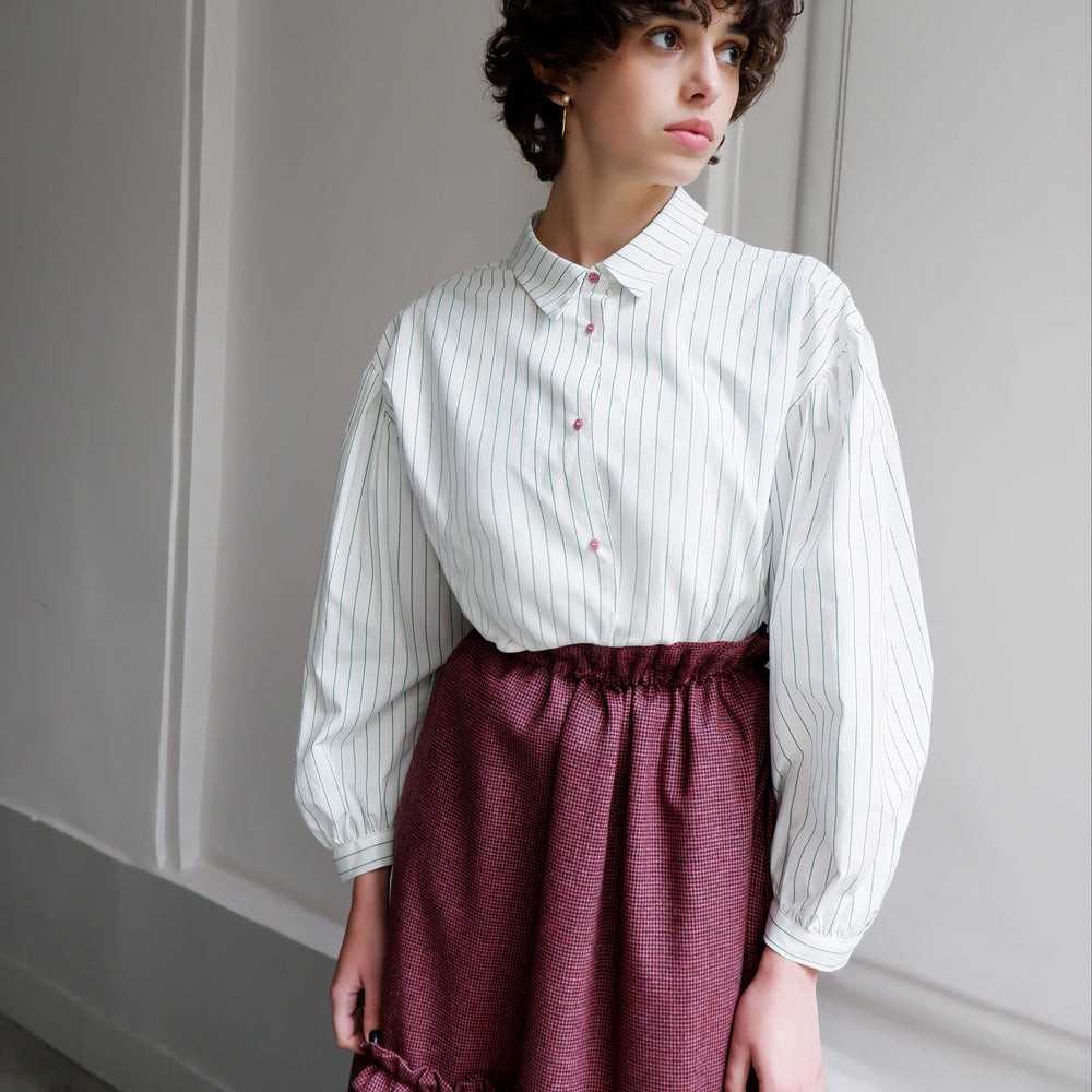 
                      
                        BLOUSE À RAYURES VERTES EDITH
                      
                    