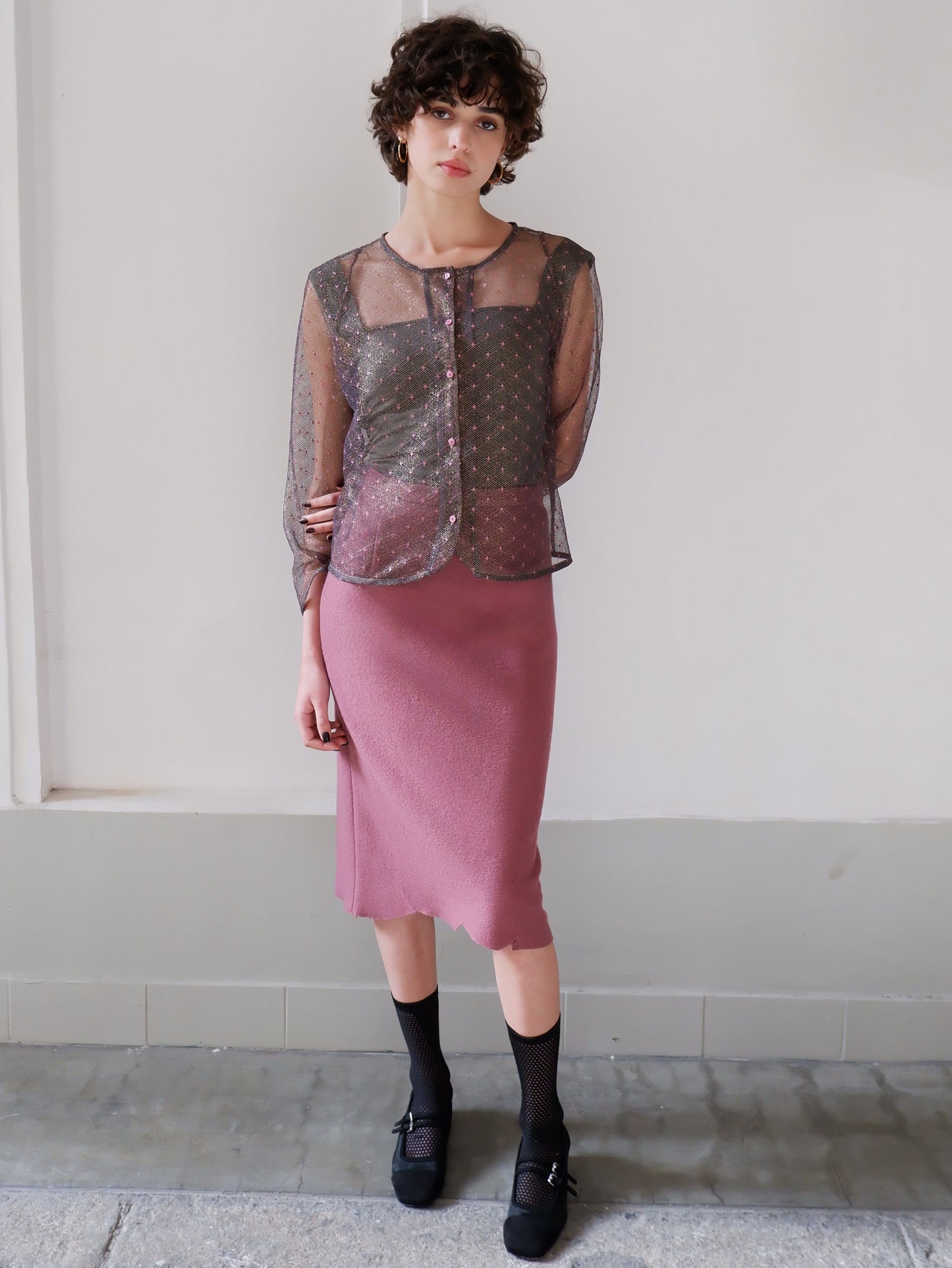 AGATHE GOLDEN PINK LACE JACKET