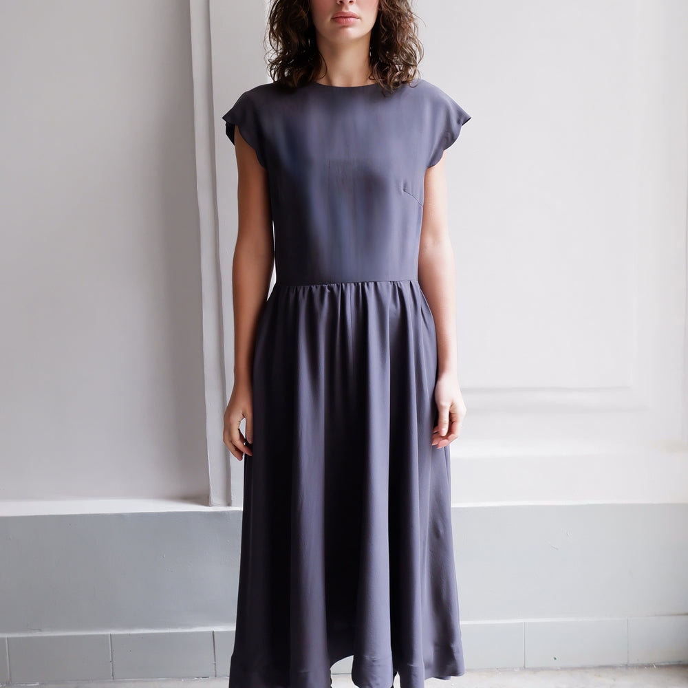 LUNA GREY SILK DRESS