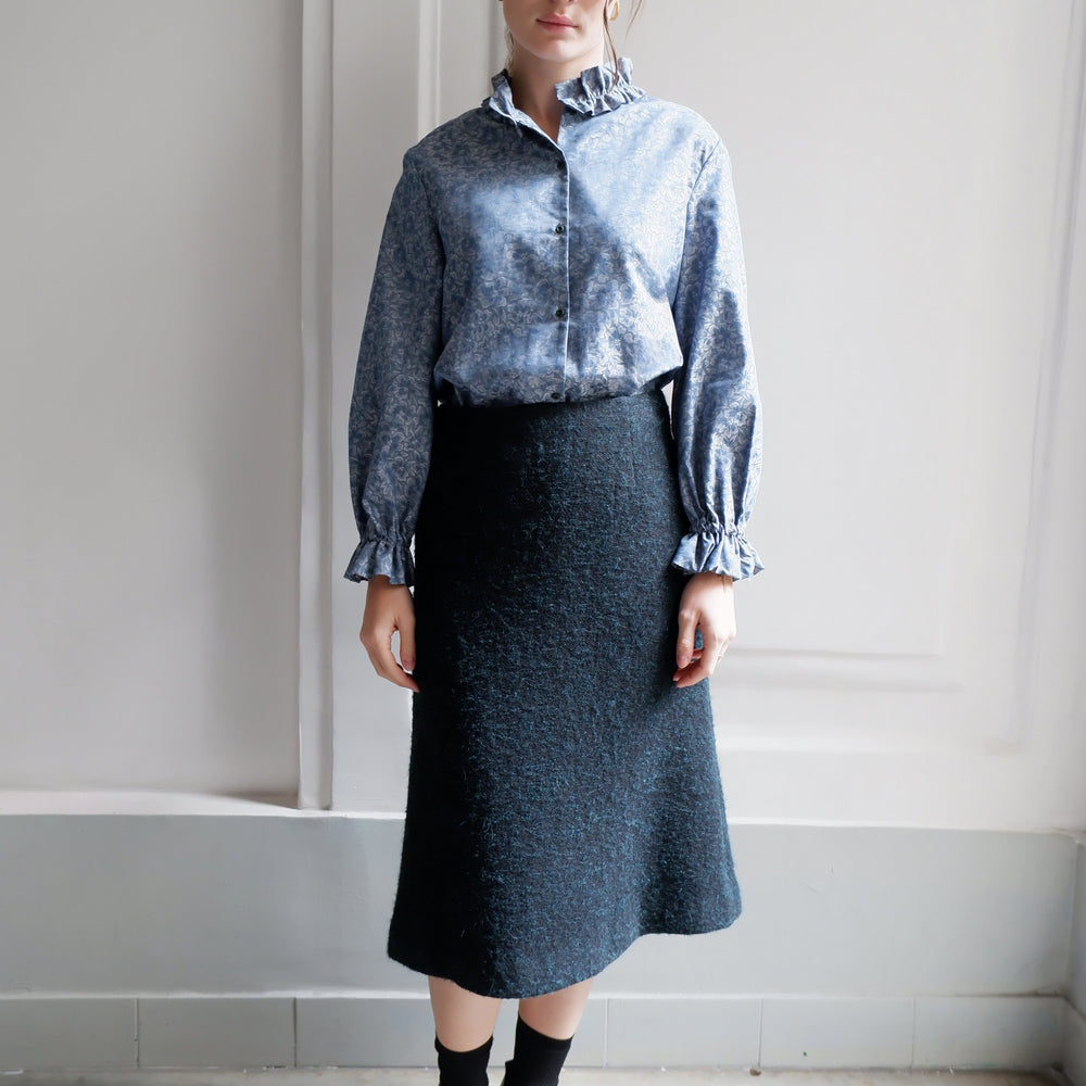 ISABELLA BLUE JACQUARD BLOUSE