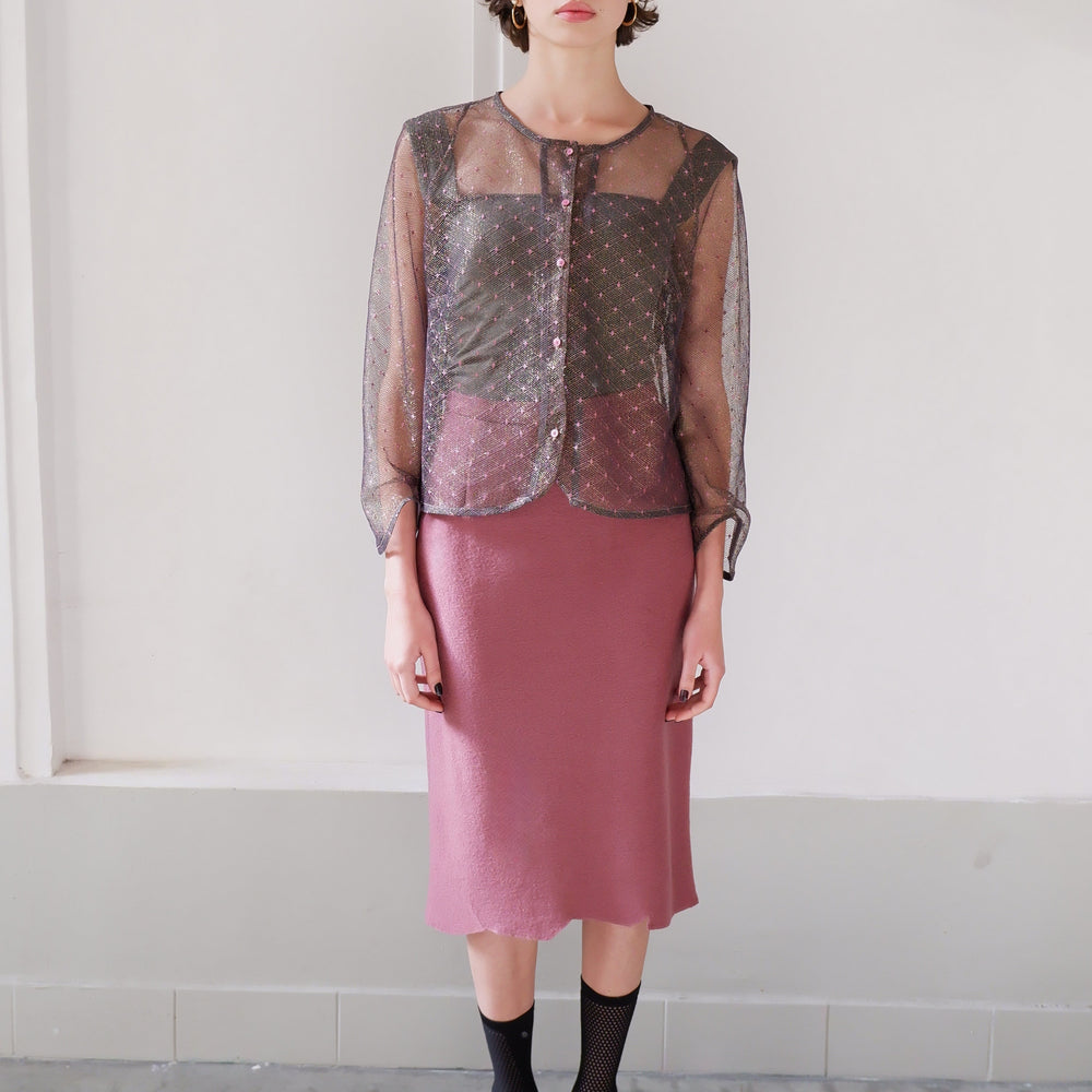 
                      
                        AGATHE GOLDEN PINK LACE JACKET
                      
                    