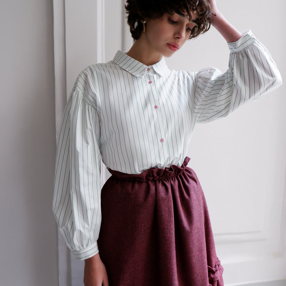 EDITH GREEN STRIPES BLOUSE
