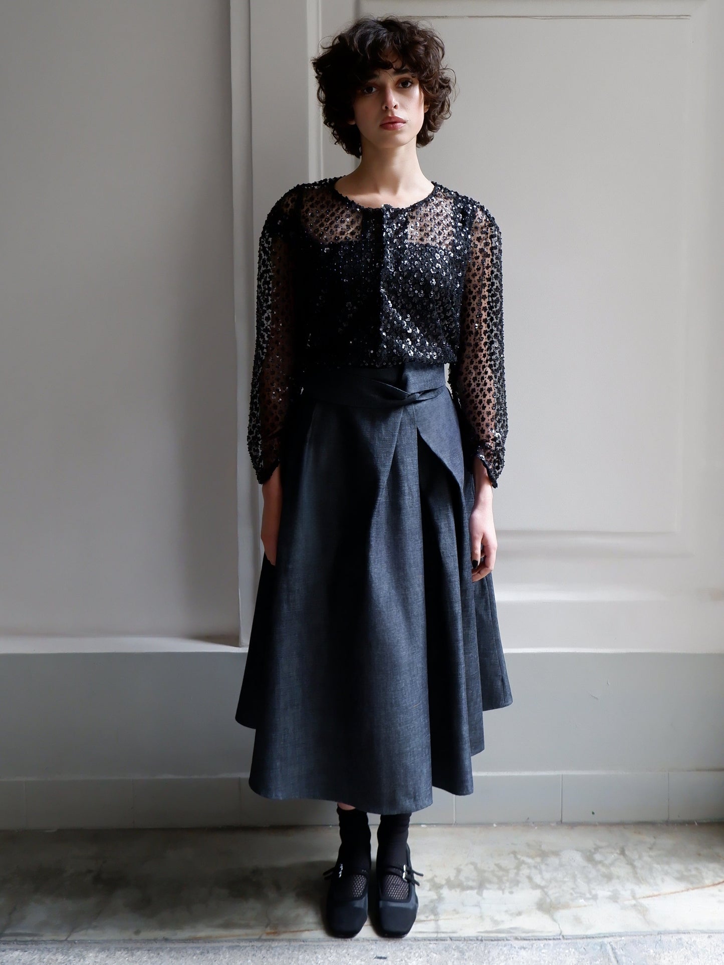 Veste Agathe noire à paillettes