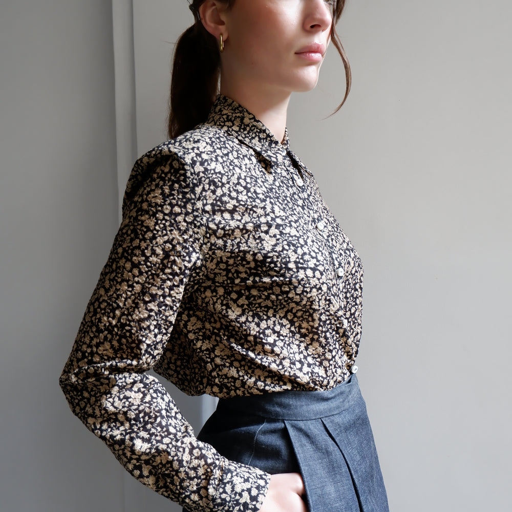 LEA BEIGE FLOWER PRINT SHIRT