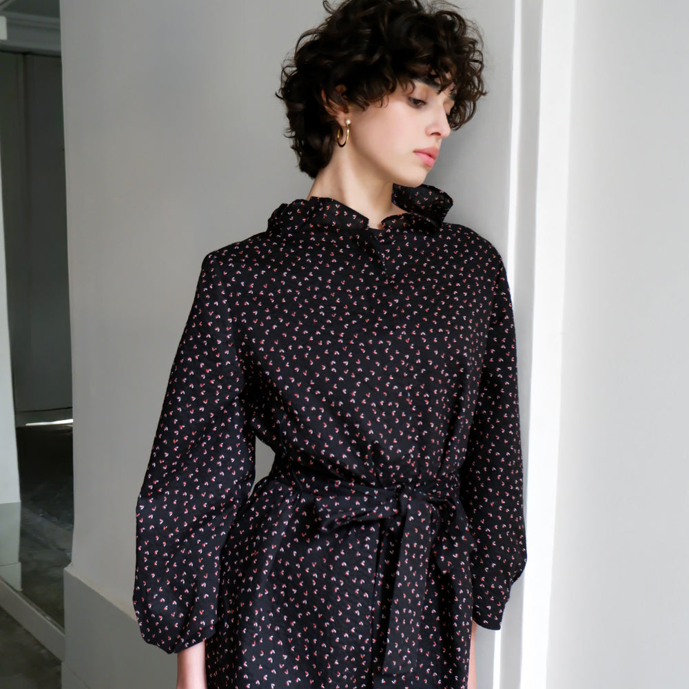 ODETTE RED HEART PRINT DRESS