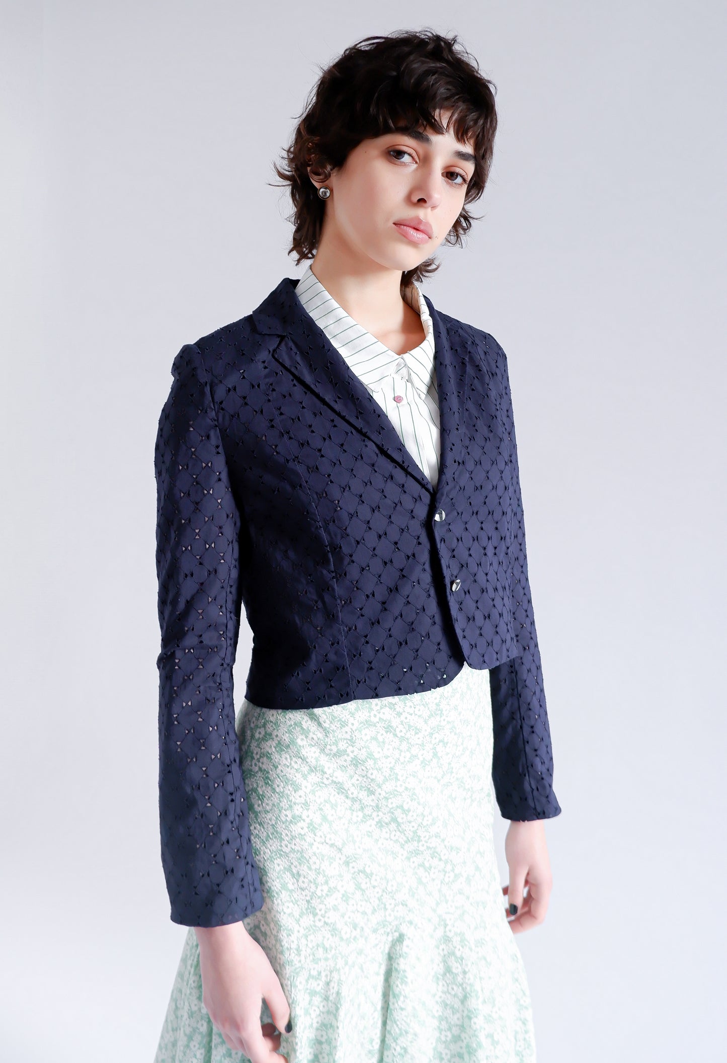 EMIA LACE NAVY JACKET