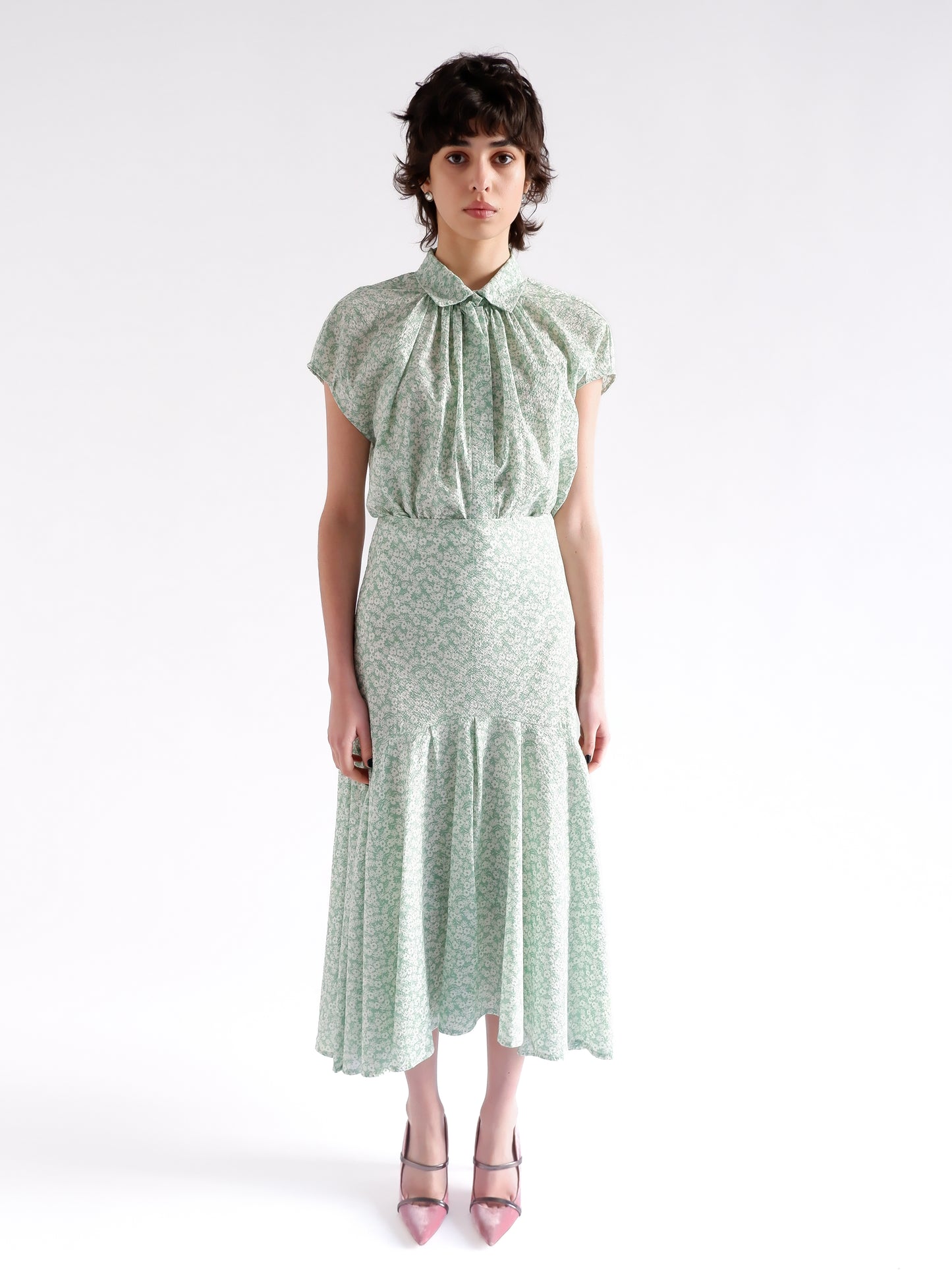 IENA GREEN FLOWER PRINT TOP