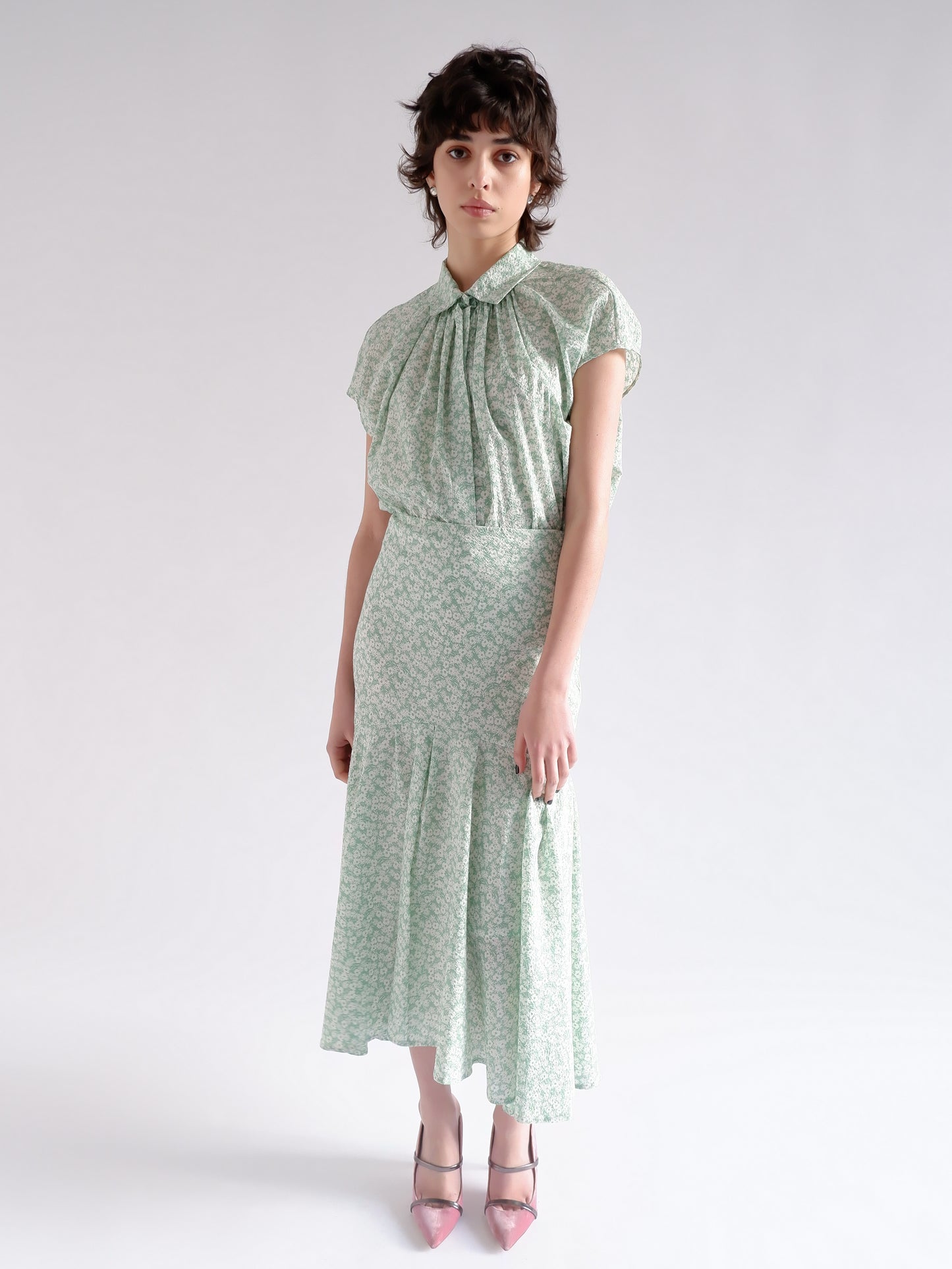 AUBE GREEN FLOWER PRINT SKIRT