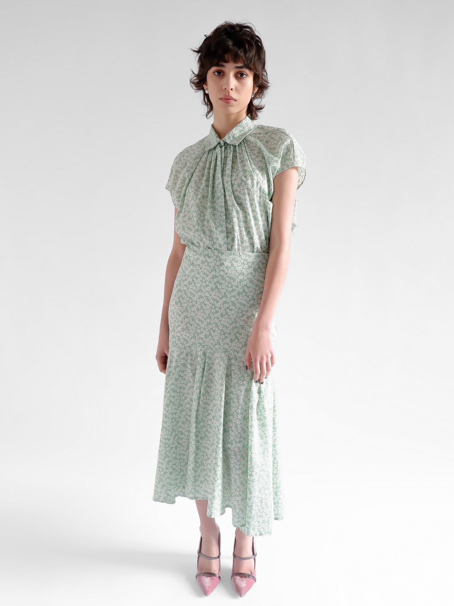 JUPE AUBE FLEURS VERTES