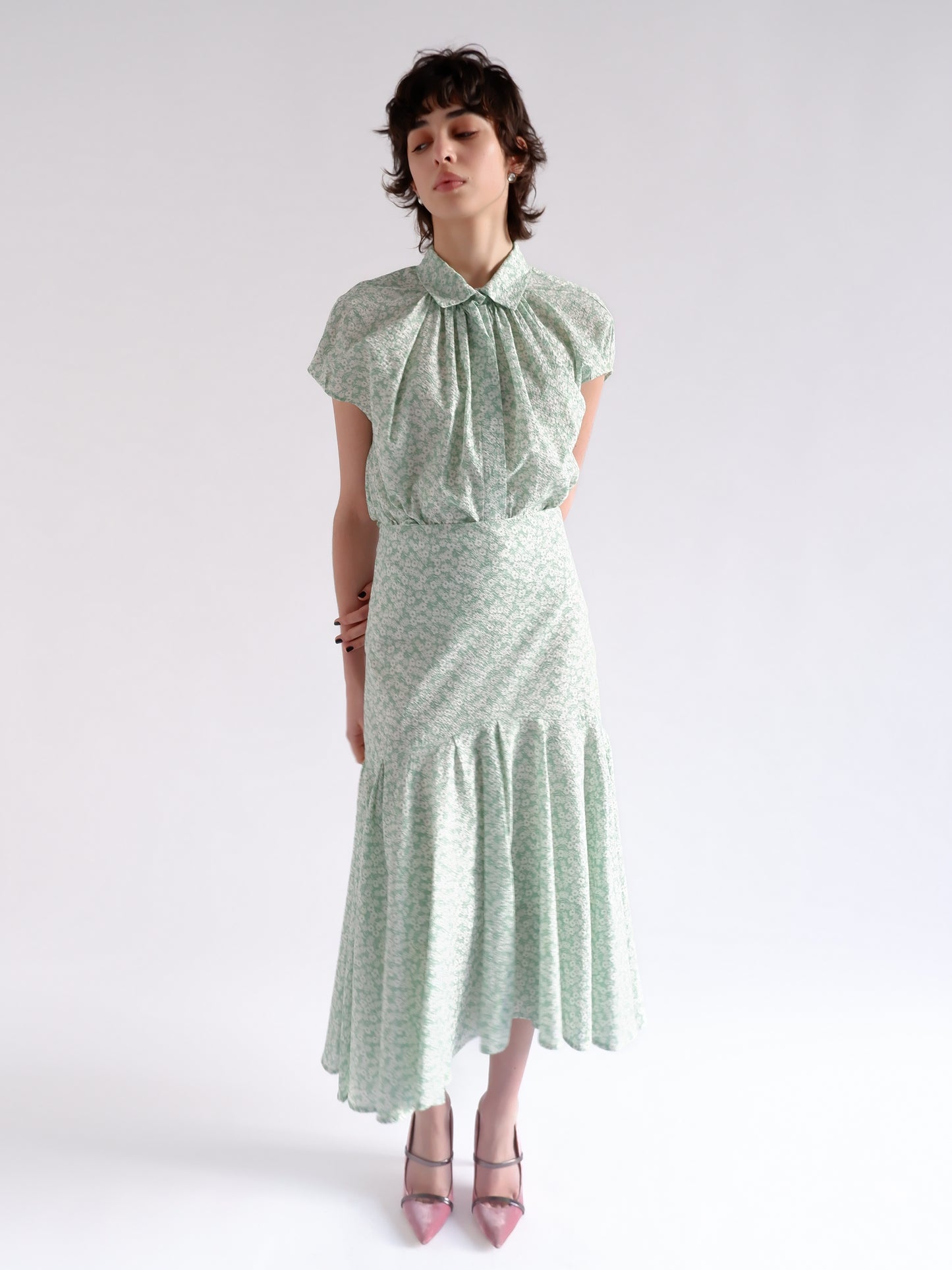 AUBE GREEN FLOWER PRINT SKIRT