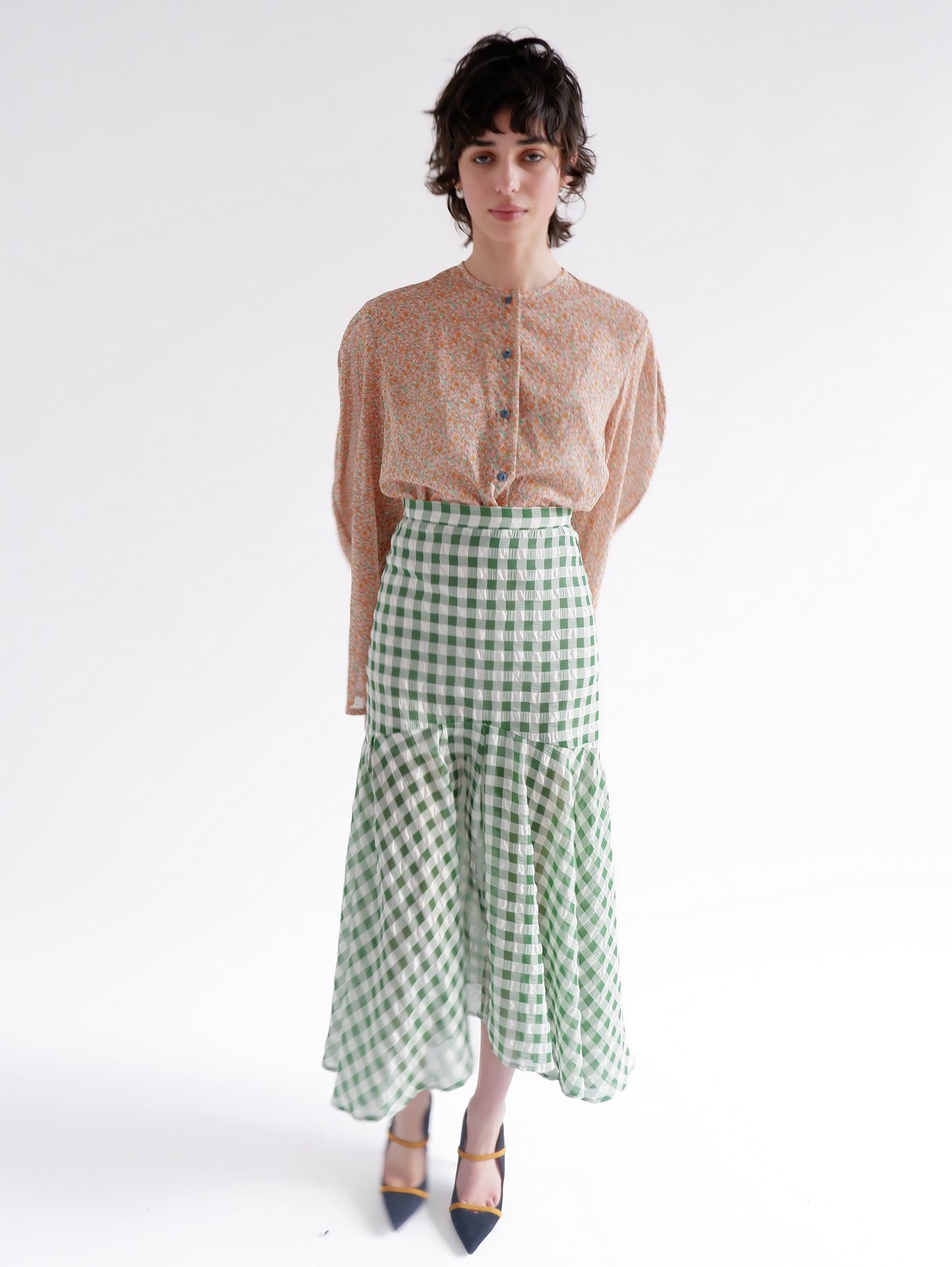 AUBE GREEN CHECKERED SKIRT