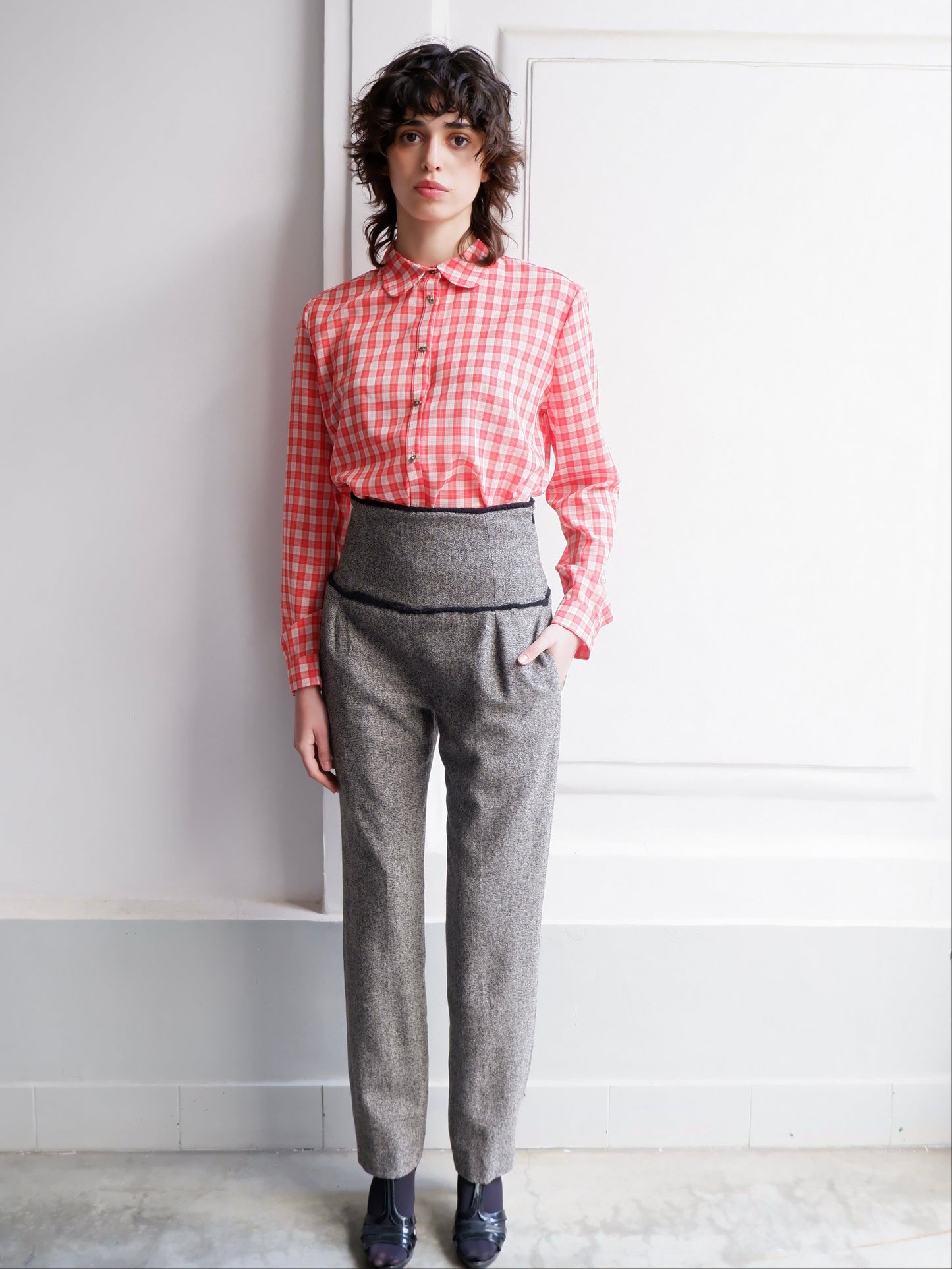 PANTALON GLORIA EN LAINE NOIRE ET BLANCHE