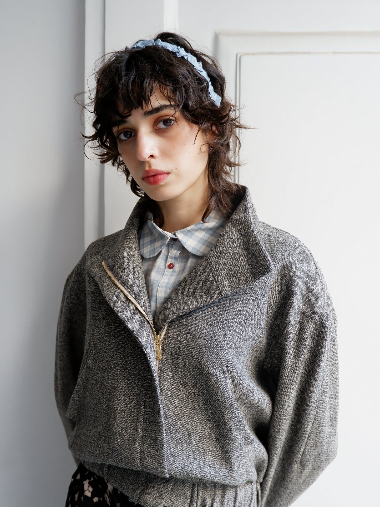 VESTE VICTOIRE EN LAINE NOIR ET BLANC
