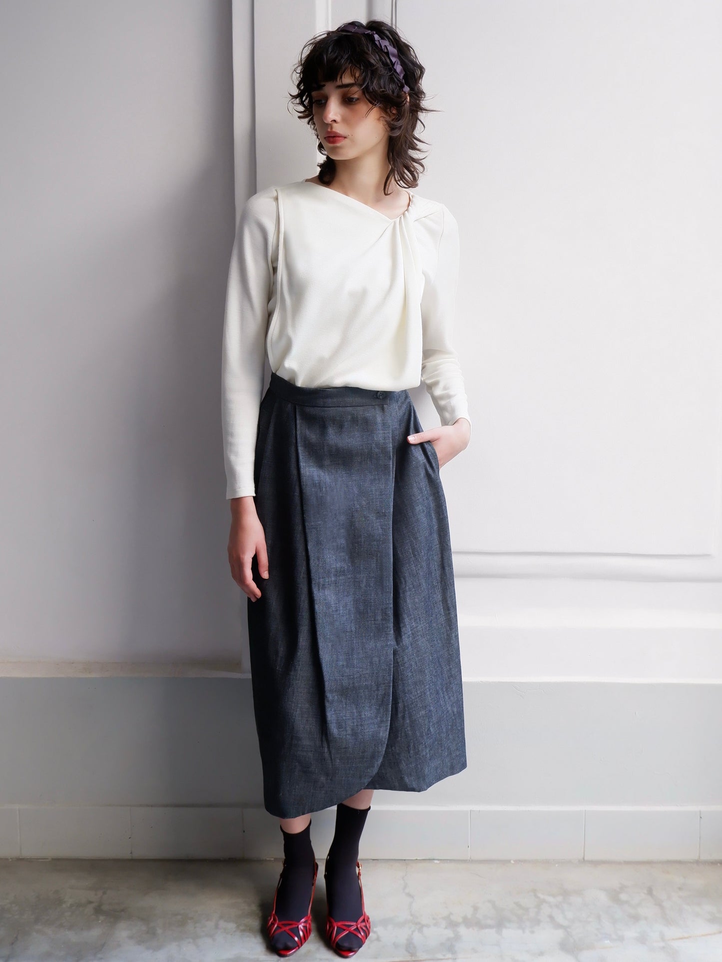 ALAIA DARK DENIM SKIRT