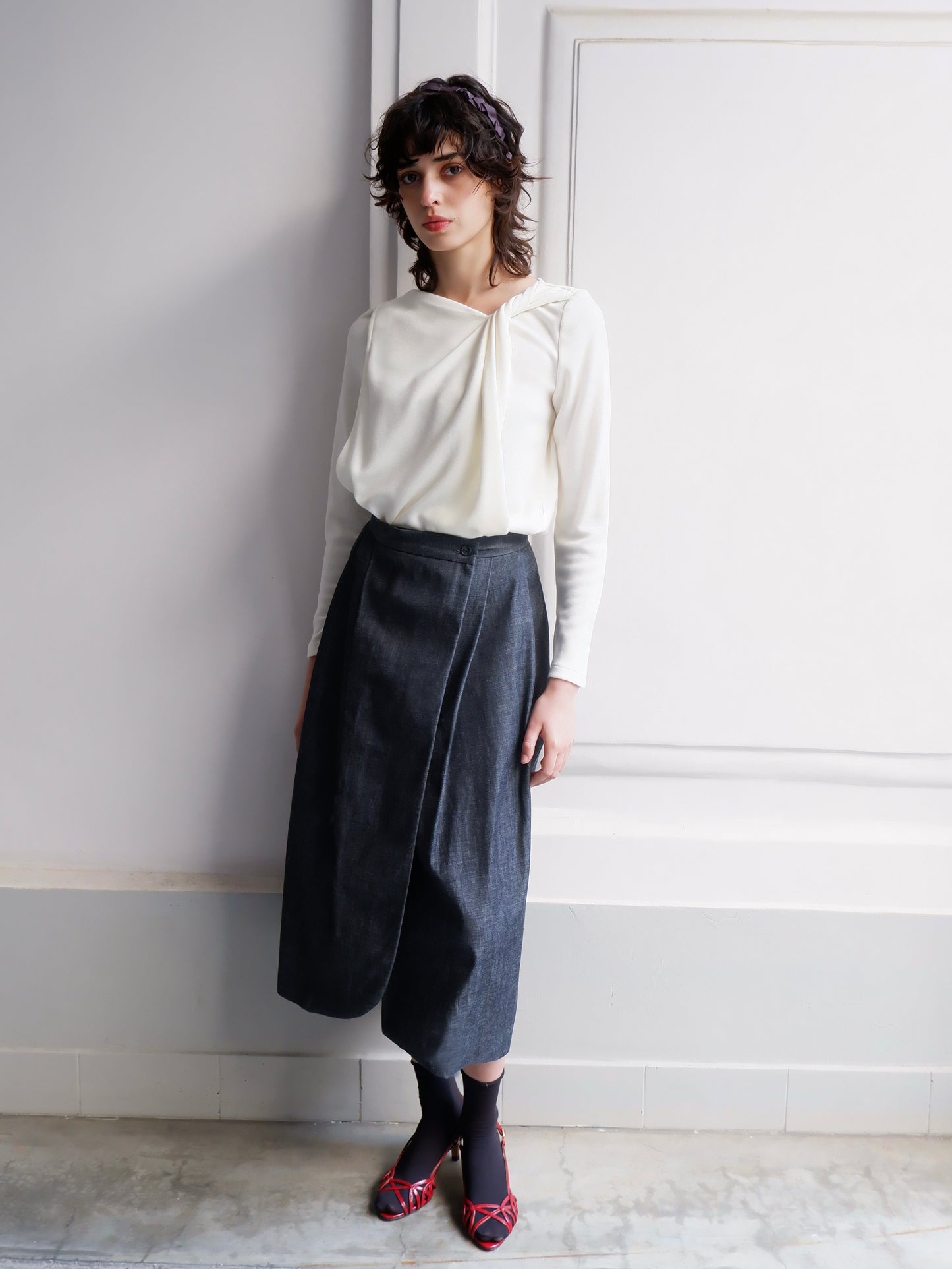 ALAIA DARK DENIM SKIRT