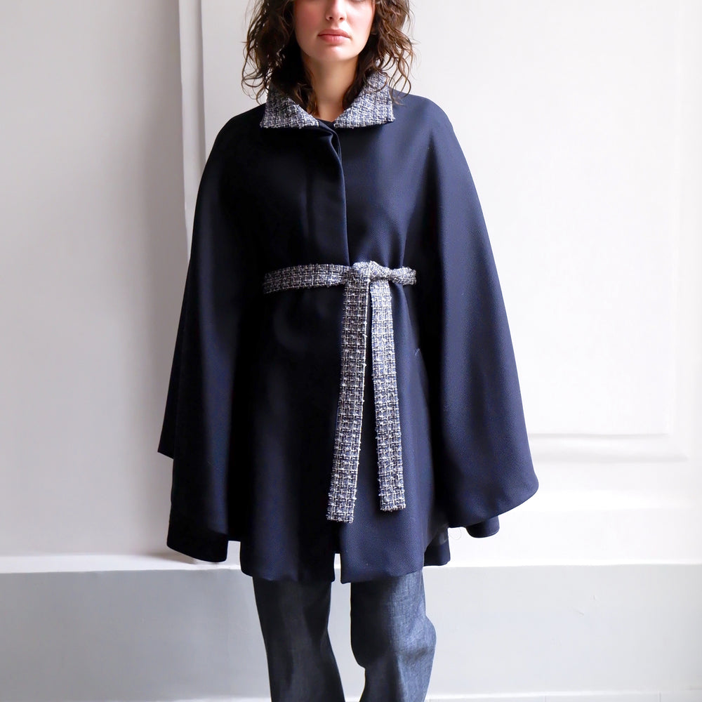 
                      
                        ANGELE NAVY TWEED CAPE
                      
                    