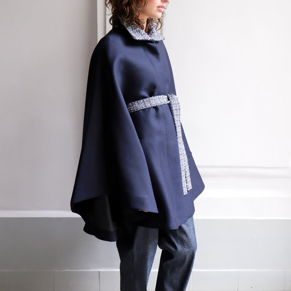 
                      
                        ANGELE NAVY TWEED CAPE
                      
                    