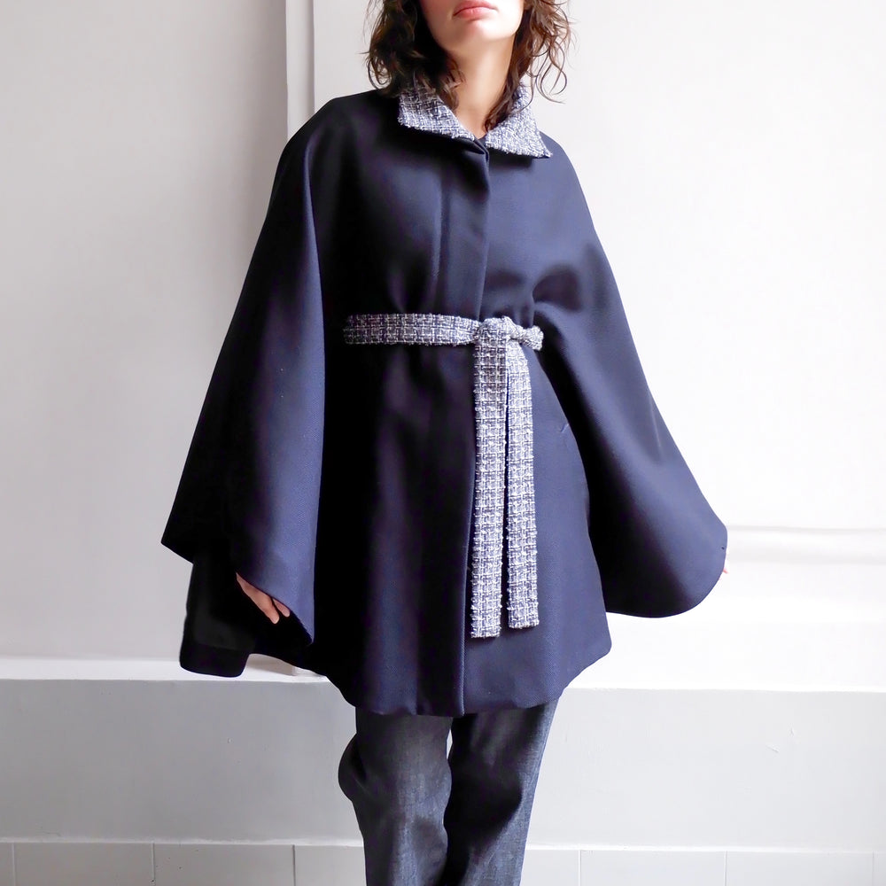 
                      
                        ANGELE NAVY TWEED CAPE
                      
                    