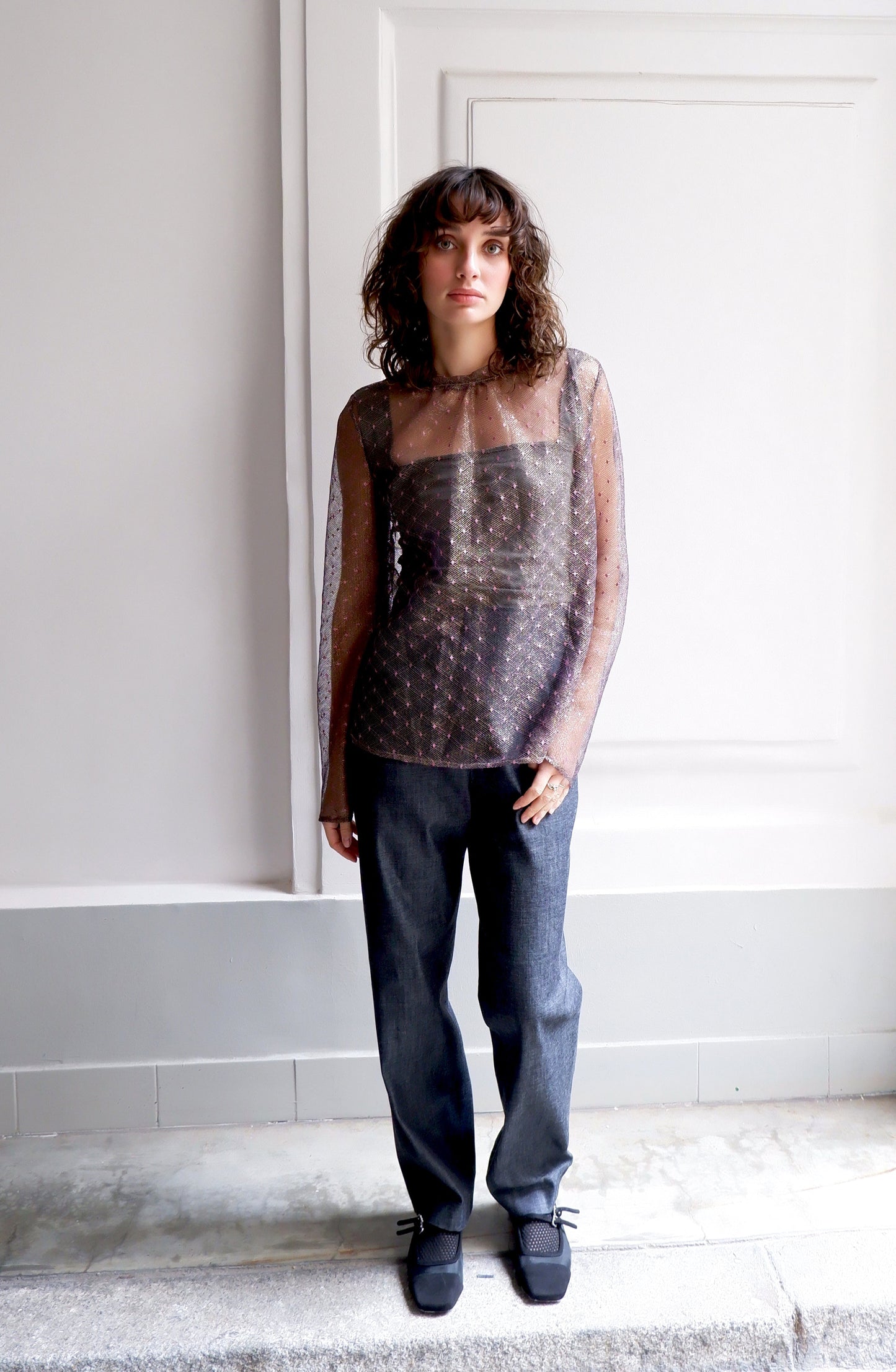 MARIANNE GOLDEN PINK LACE BLOUSE