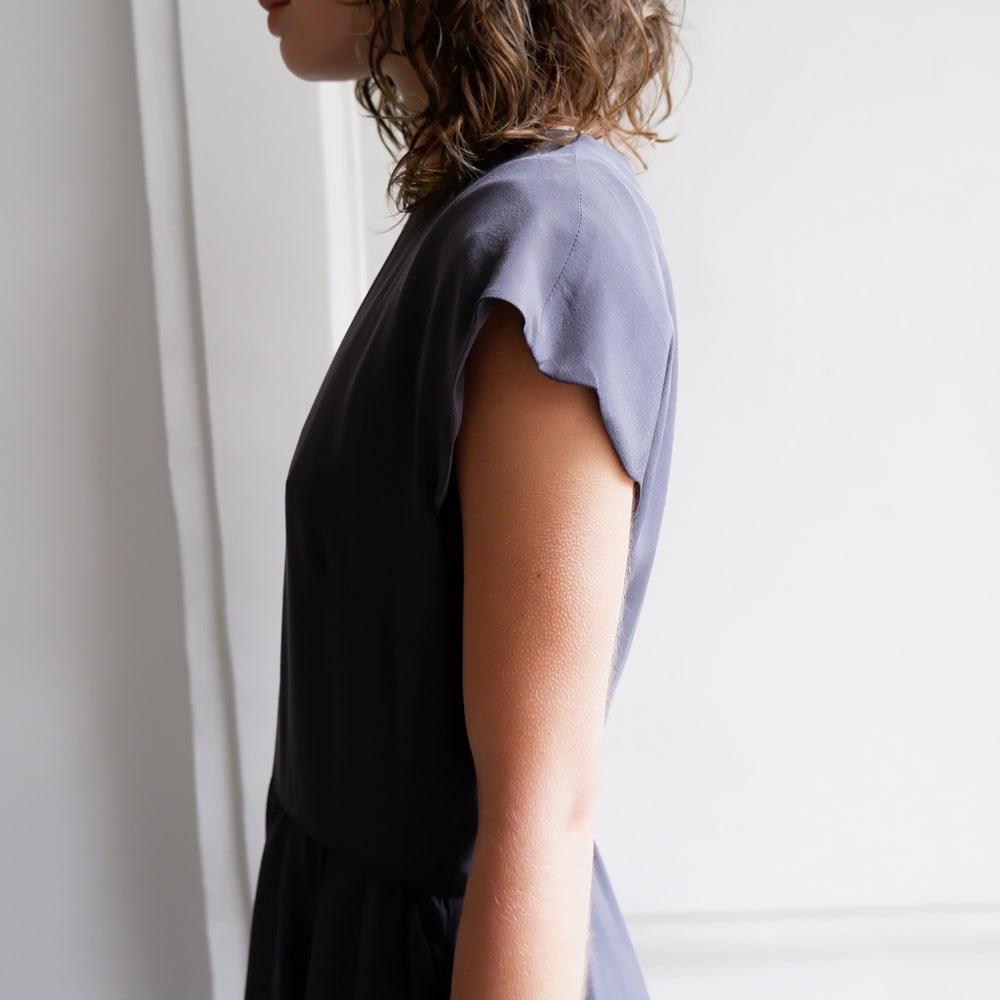 
                      
                        LUNA GREY SILK DRESS
                      
                    