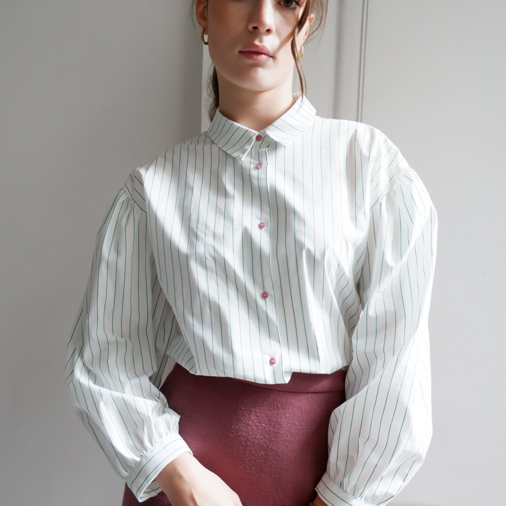 EDITH GREEN STRIPES BLOUSE
