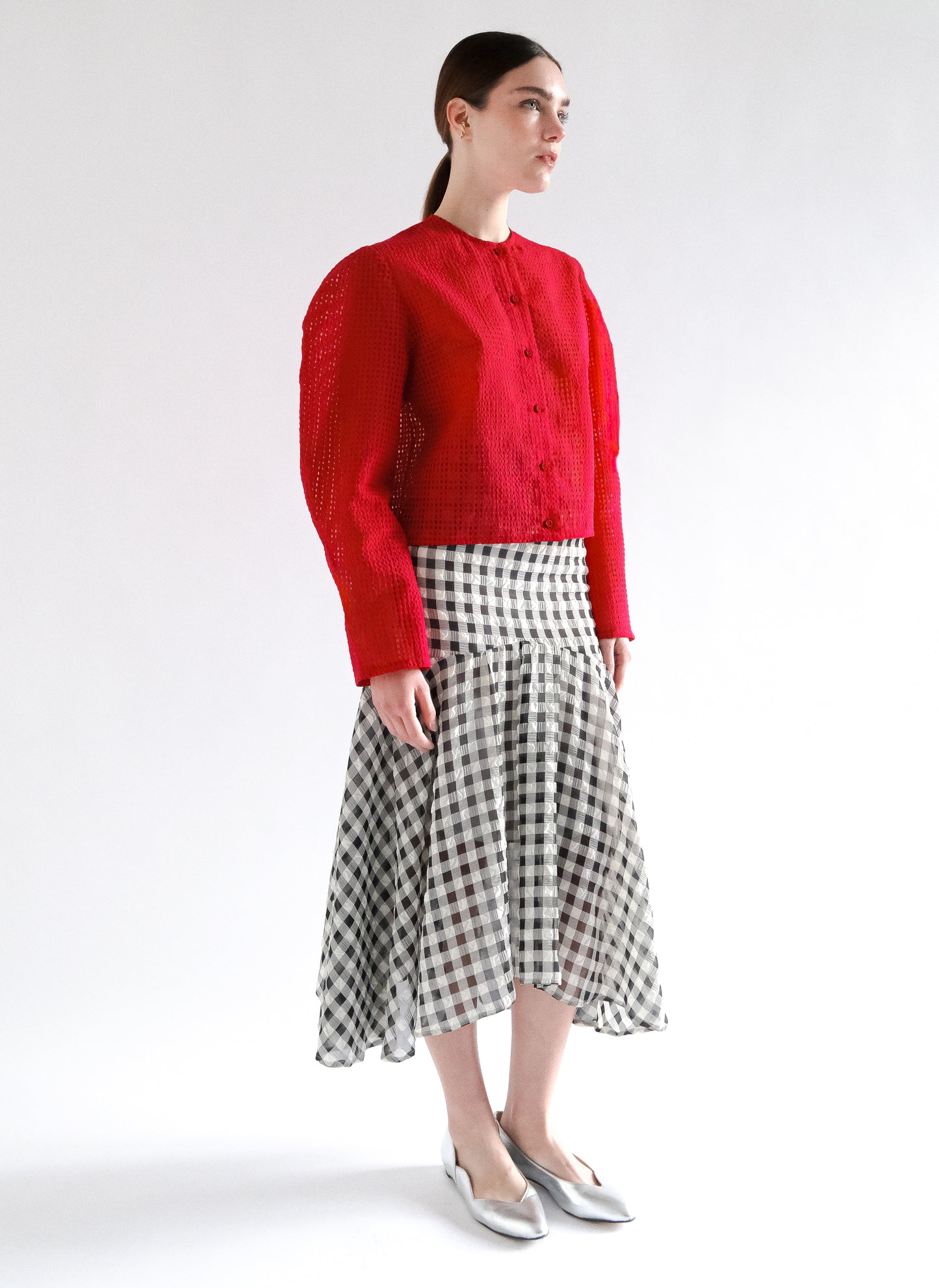 VESTE DIANE ROUGE À CARREAUX