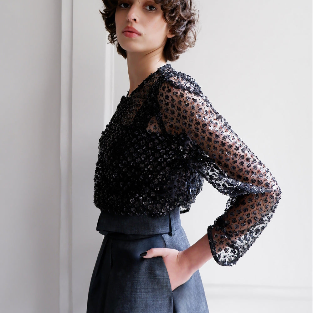 Veste Agathe noire à paillettes